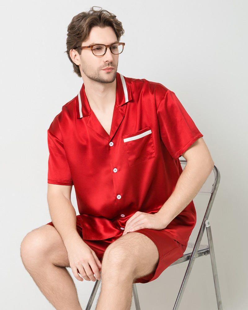 Men's Classic Silk Short Pajamas Set