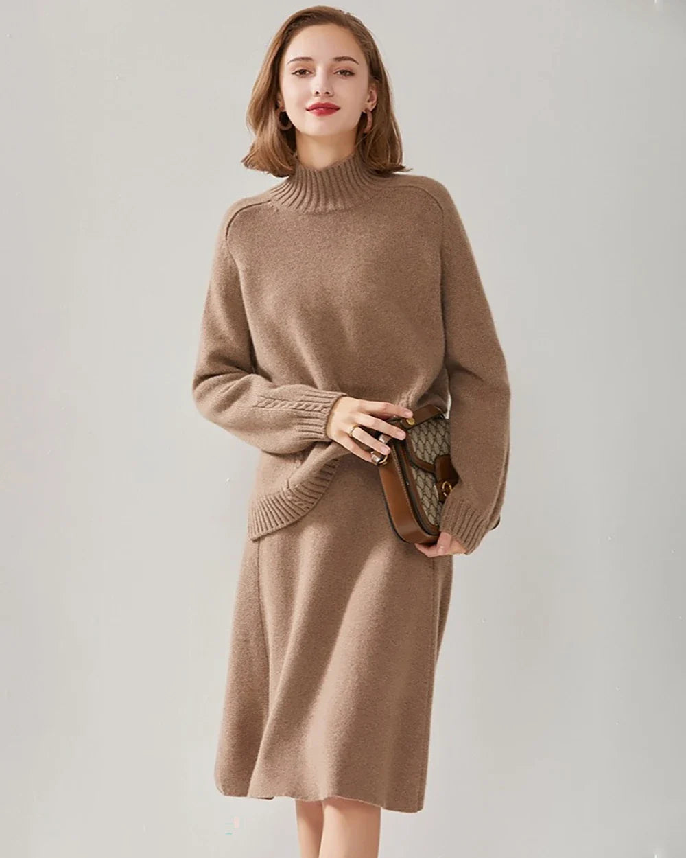 Oversized Mock Neck Cashmere Sweater