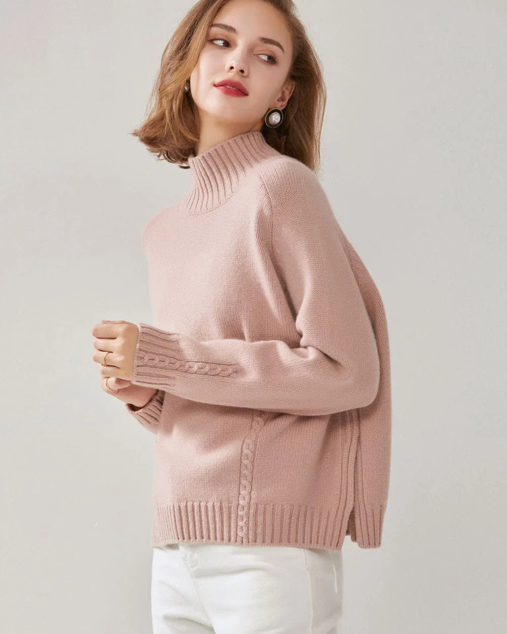 Oversized Mock Neck Cashmere Sweater