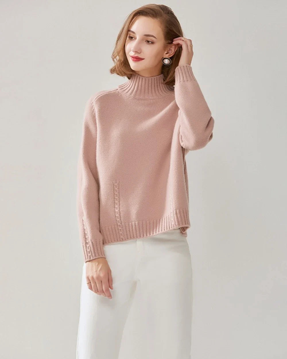 Oversized Mock Neck Cashmere Sweater