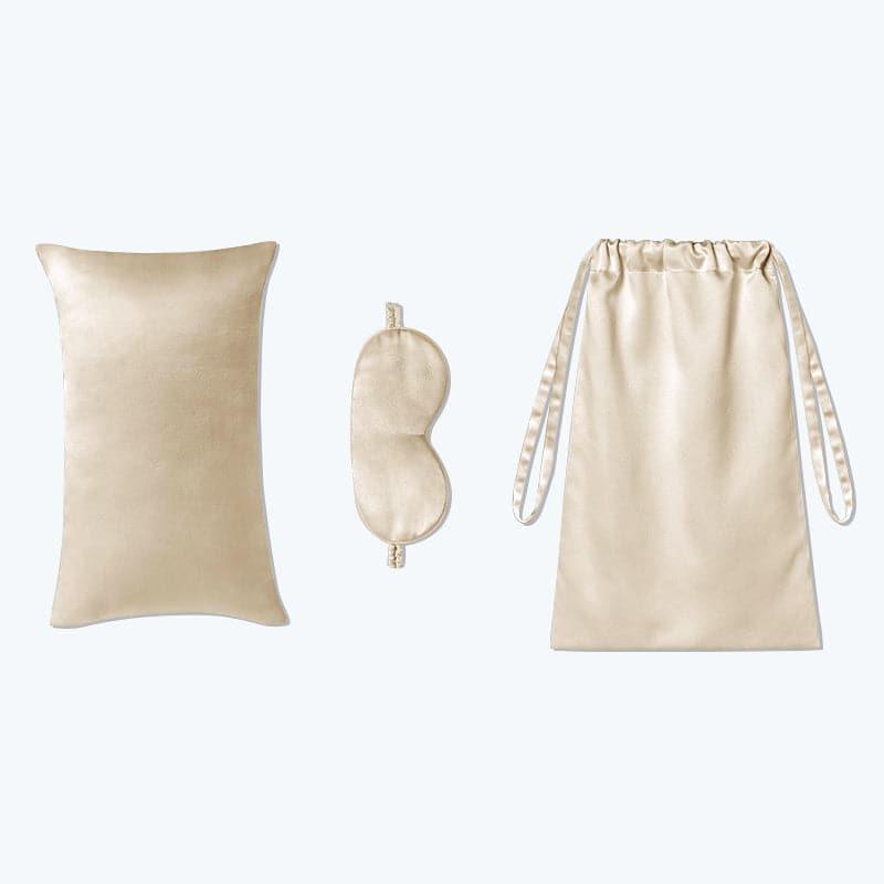 Cushion Eyemask and Storage Bag 3 Pcs Silk Travel Set