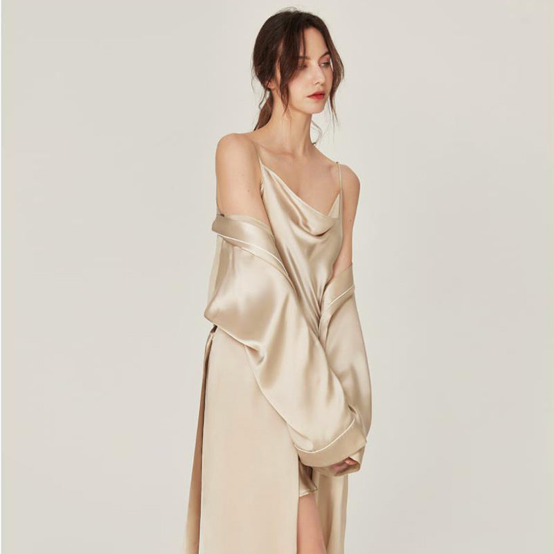 Women Silk Nightgown and Robe Set