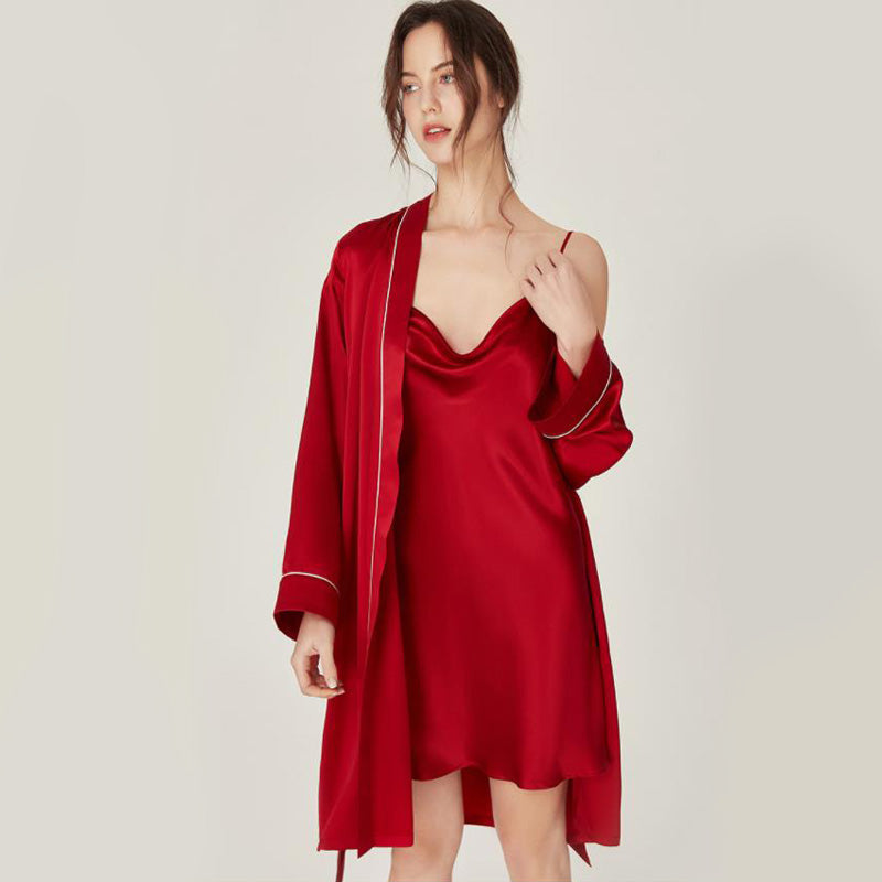 Women Silk Nightgown and Robe Set