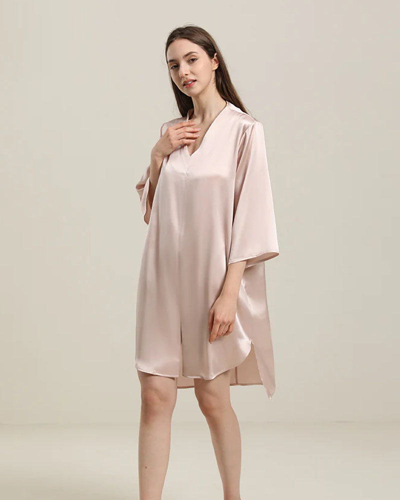 Relaxed 3/4 Sleeve Silk Nightgown