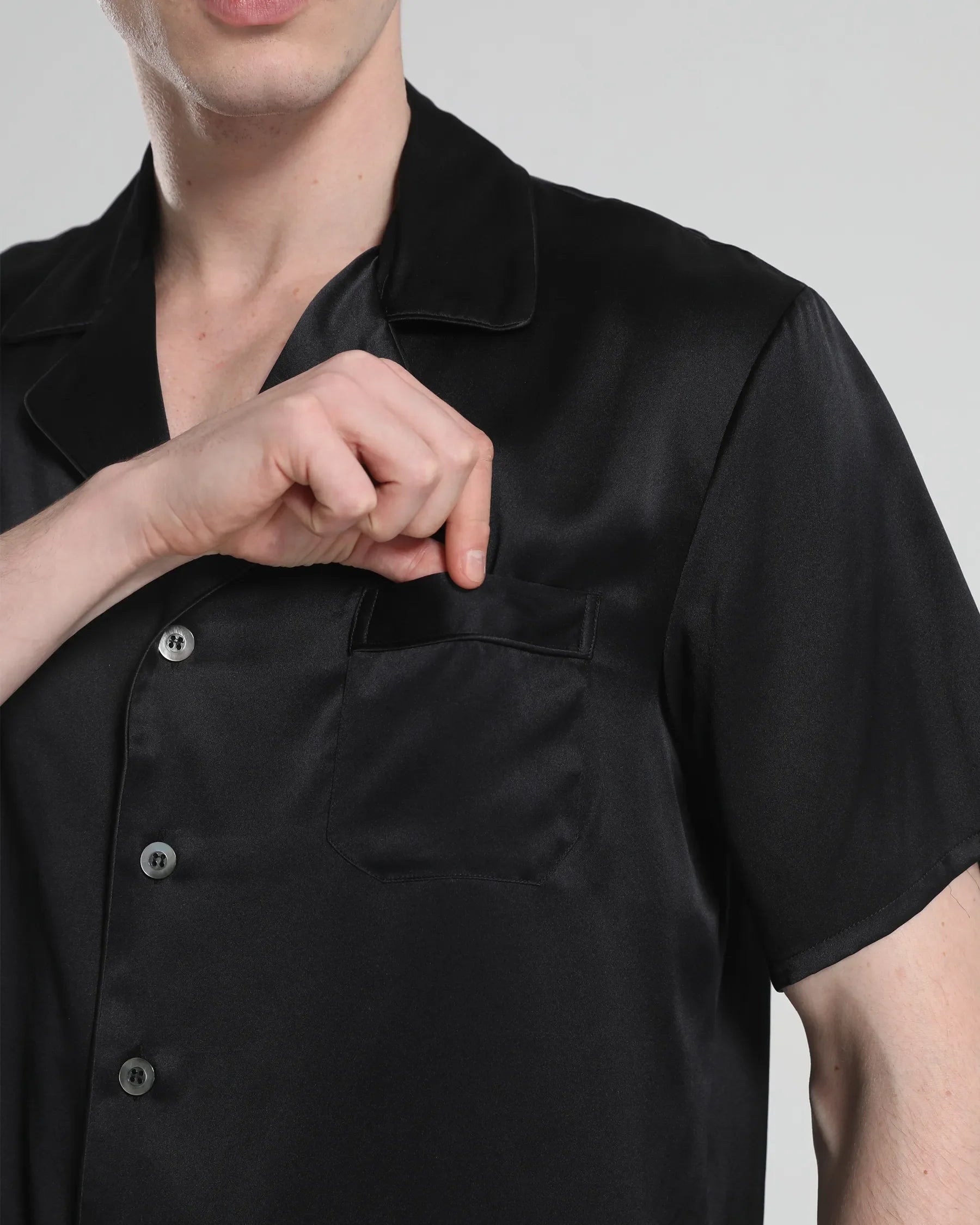 Short Sleeve 100% Silk Pajamas For Men
