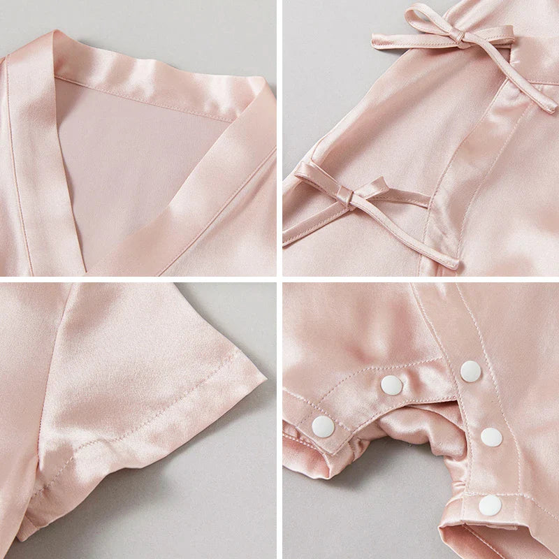 Baby Silk Wrap Romper Short Sleeve