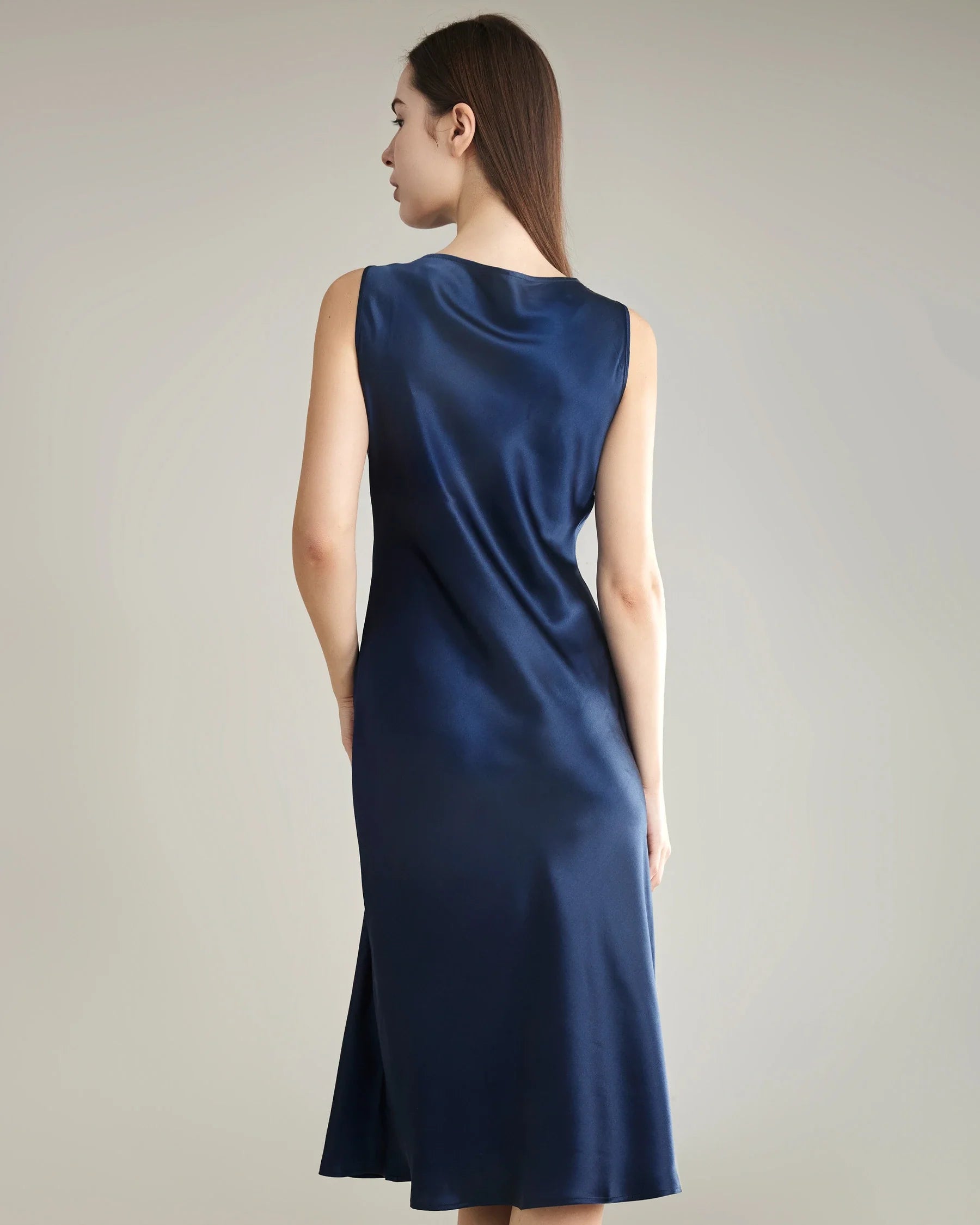 Silk Dresses with Asymmetrical Cowl Neck