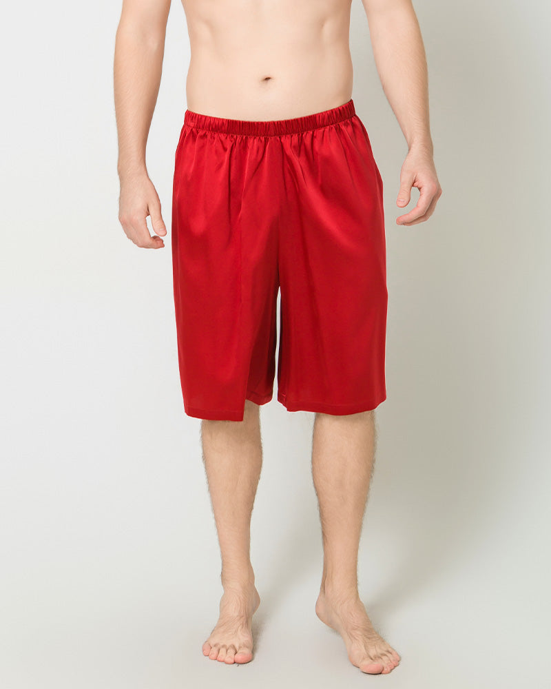 Silk Men Knee Elastic Waist Satin Underwear