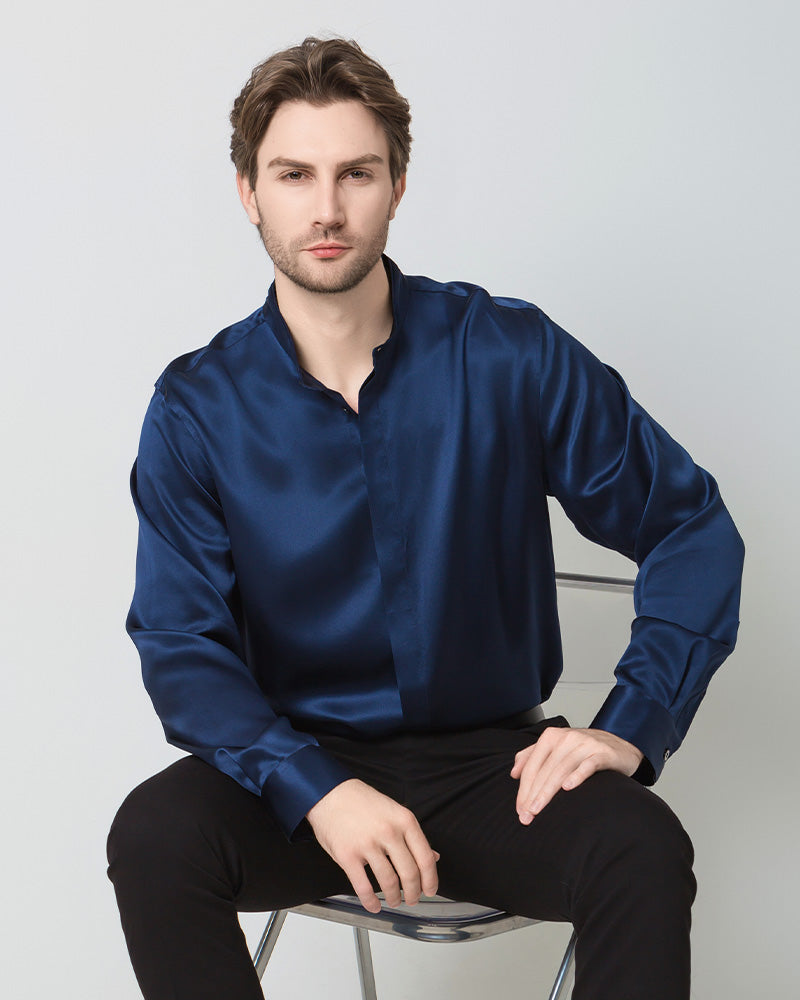 Silk Men's Casual Loose Office Shirt