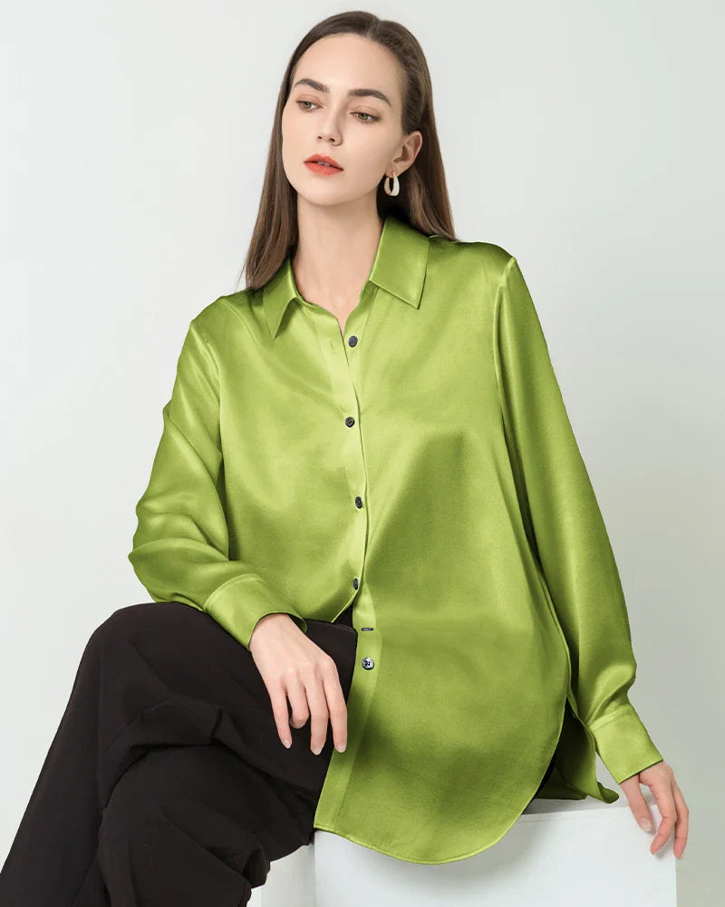 Oversized Button Up Silk Shirt