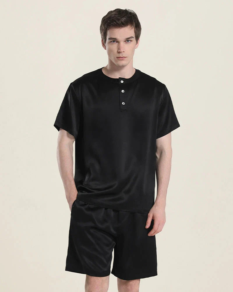 Simple Crew Neck Short Pajamas Set for men