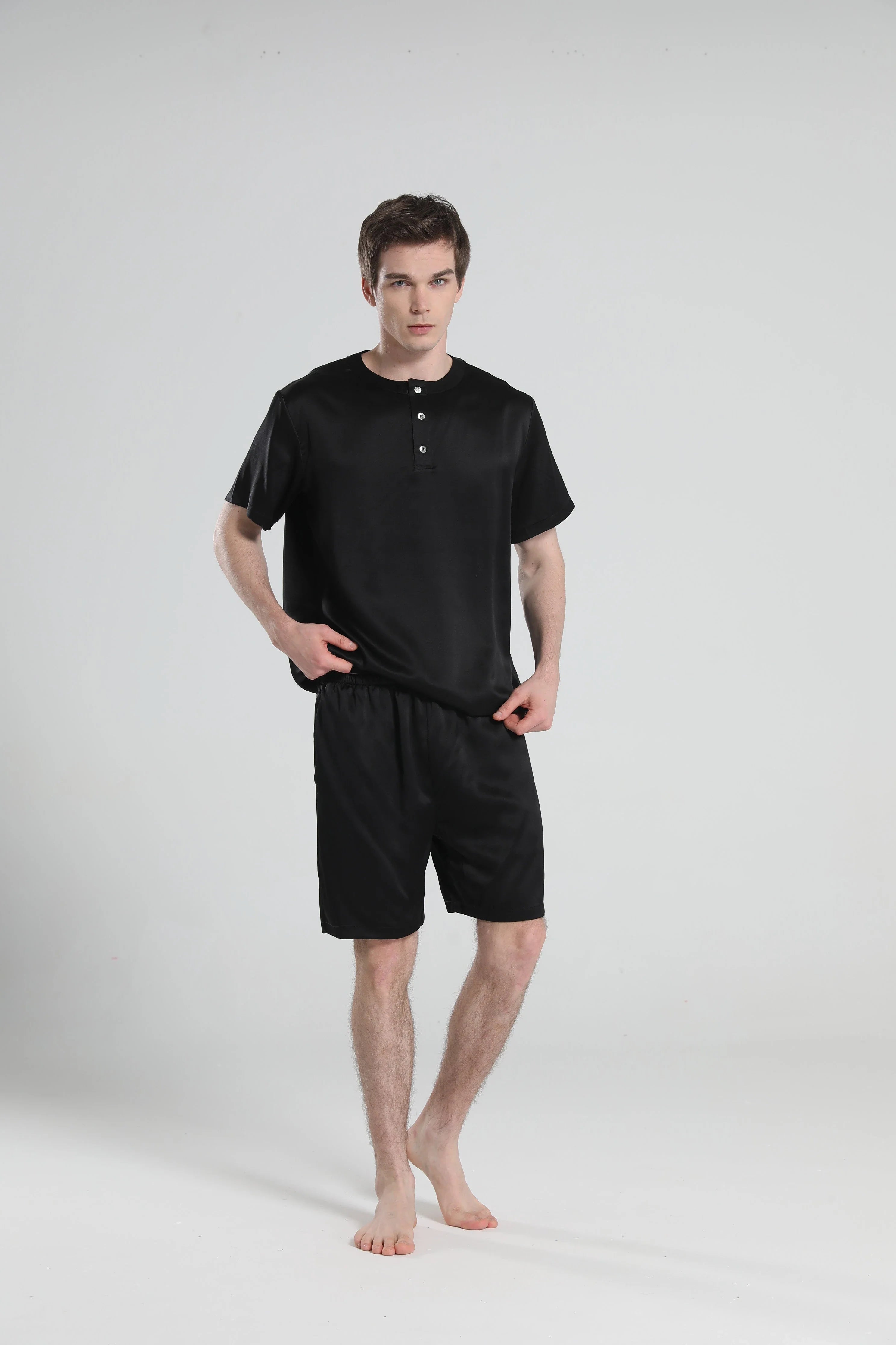 Simple Crew Neck Short Pajamas Set for men