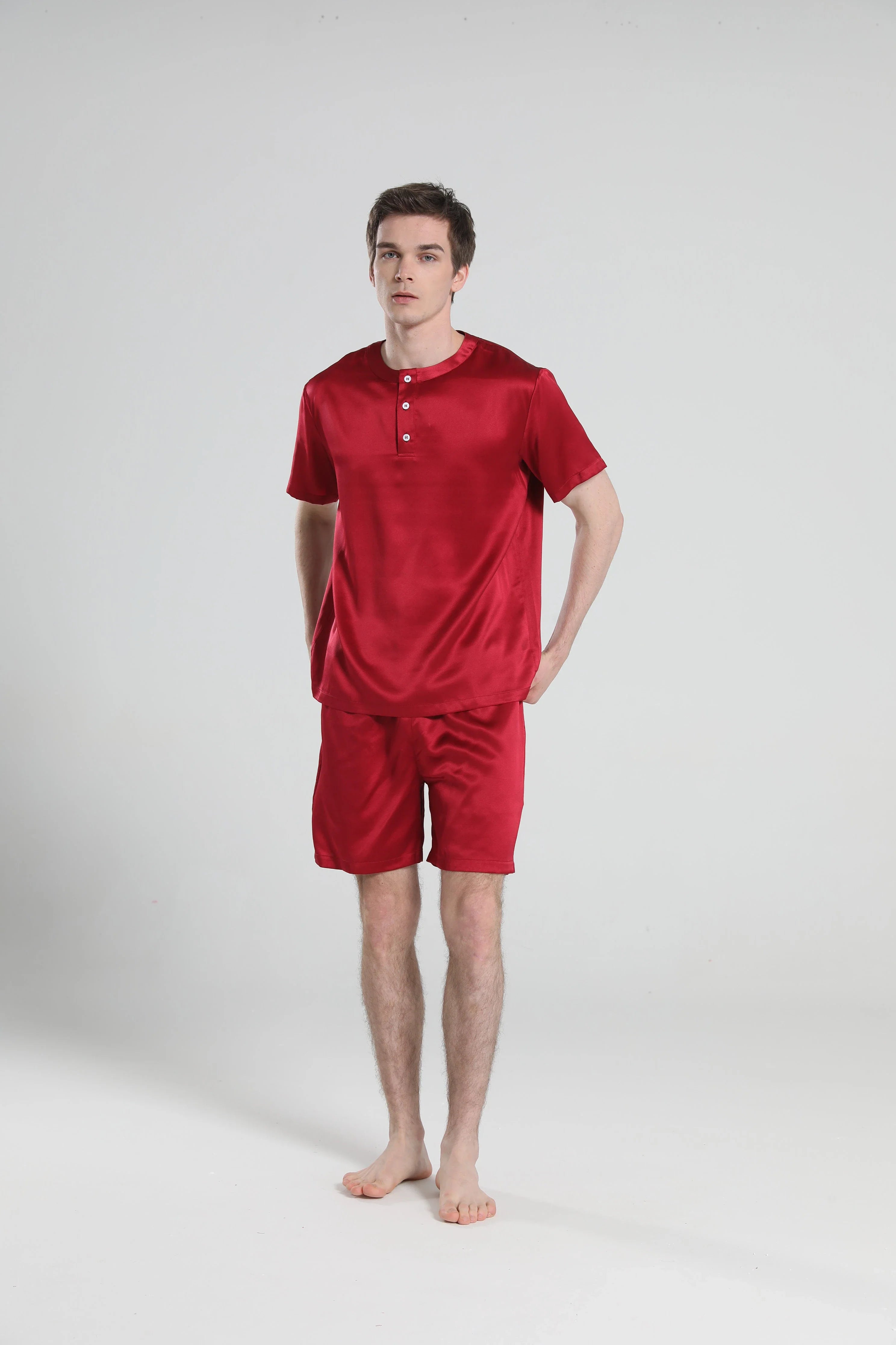 Simple Crew Neck Short Pajamas Set for men