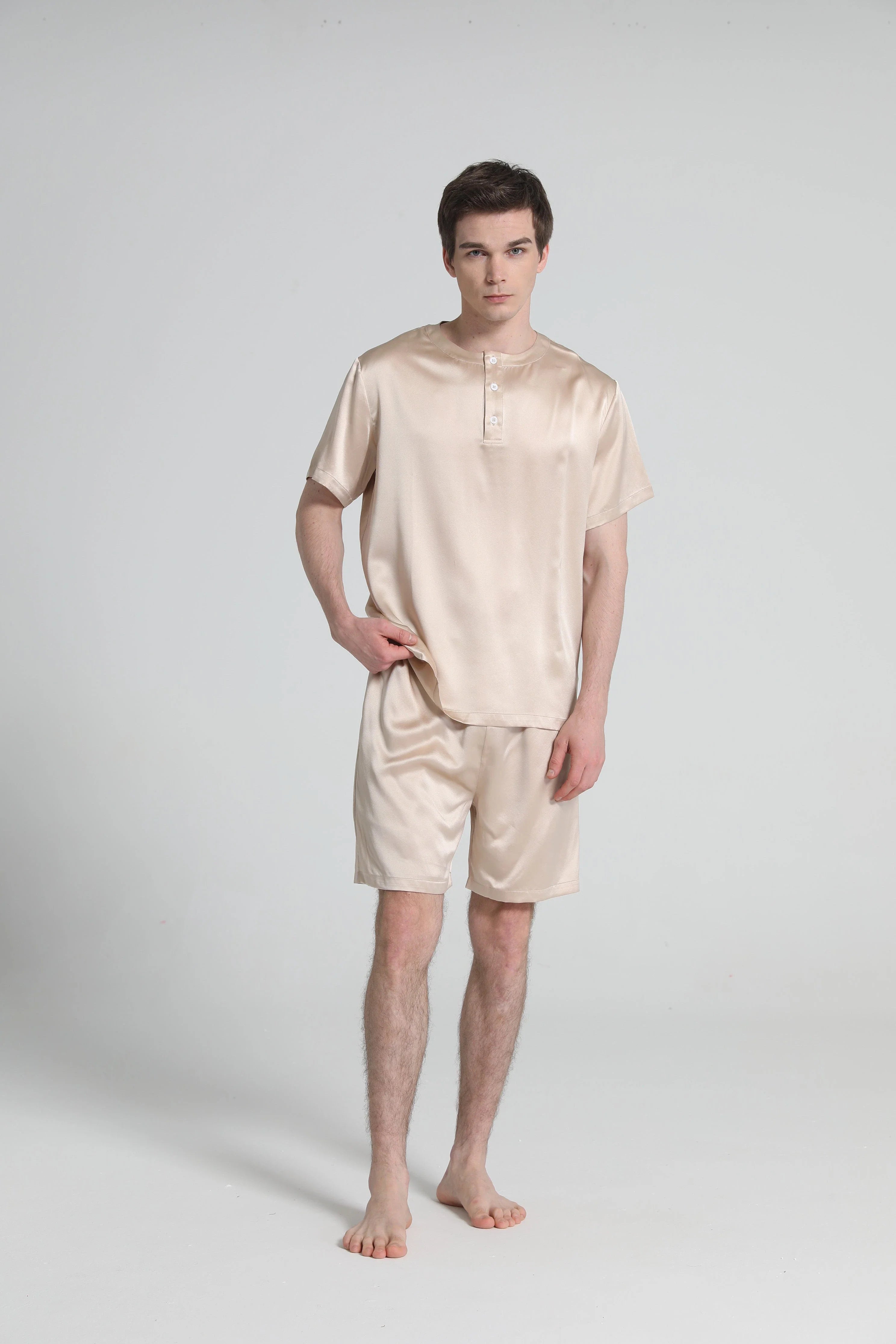 Simple Crew Neck Short Pajamas Set for men