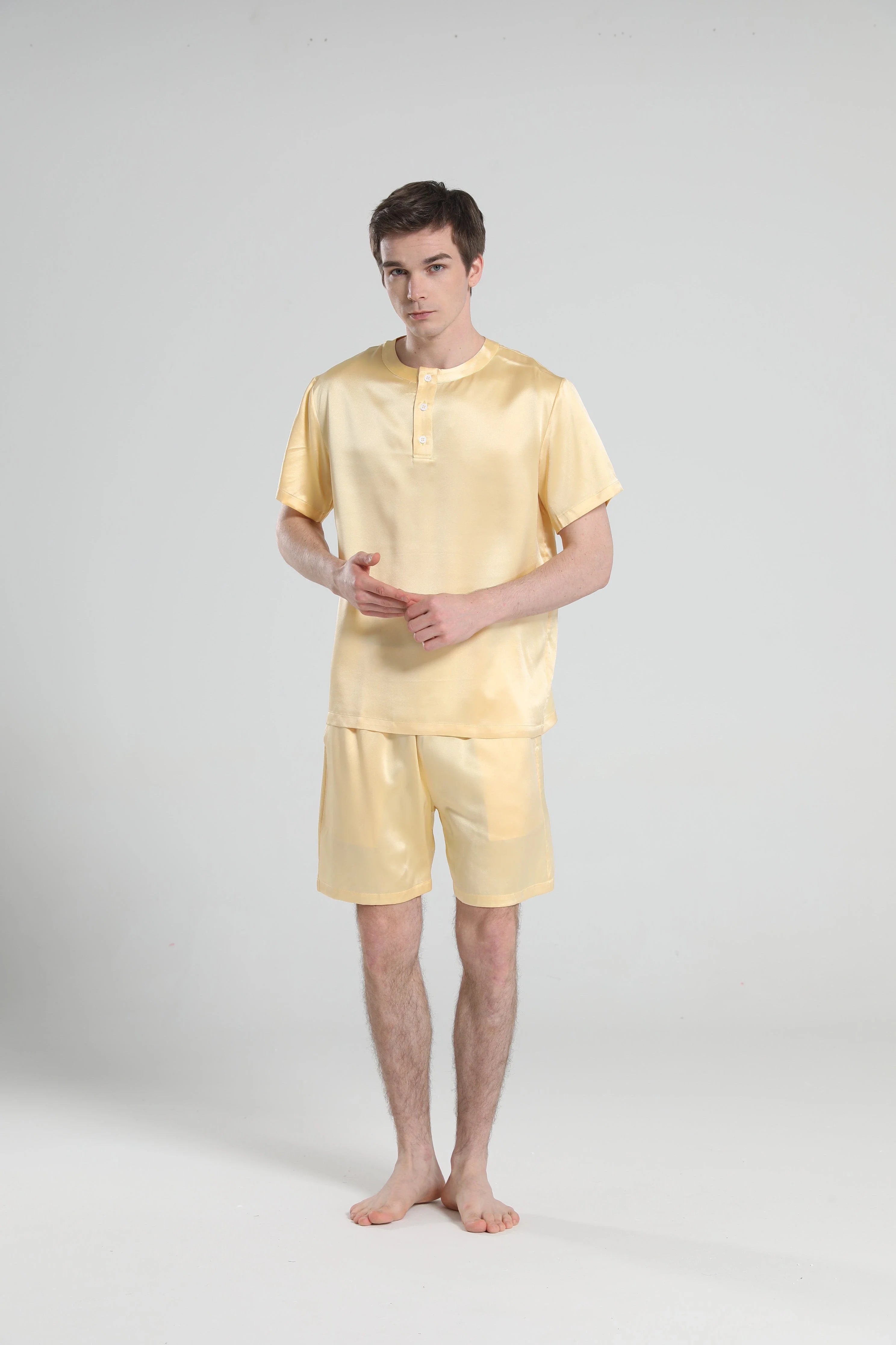 Simple Crew Neck Short Pajamas Set for men