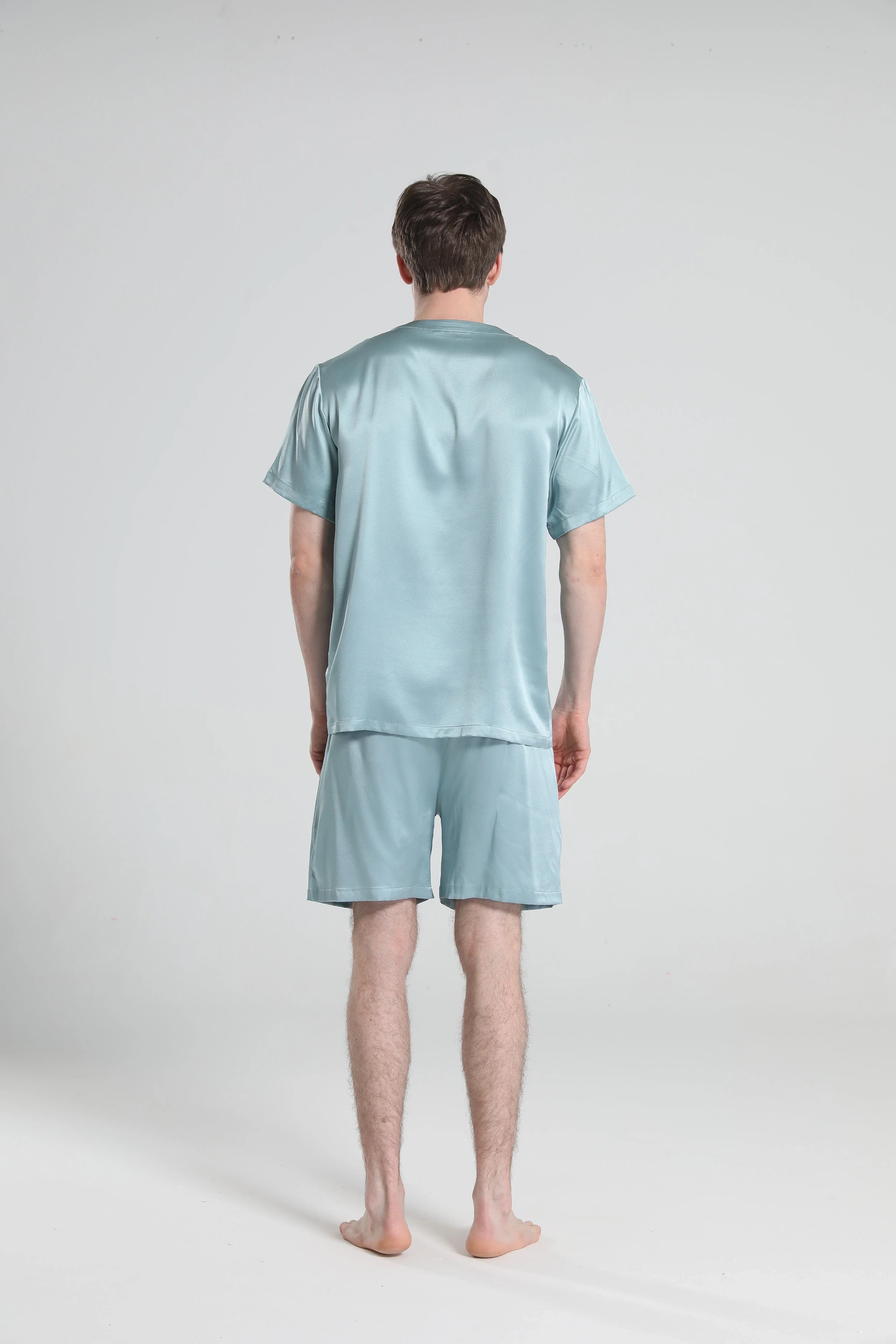 Simple Crew Neck Short Pajamas Set for men