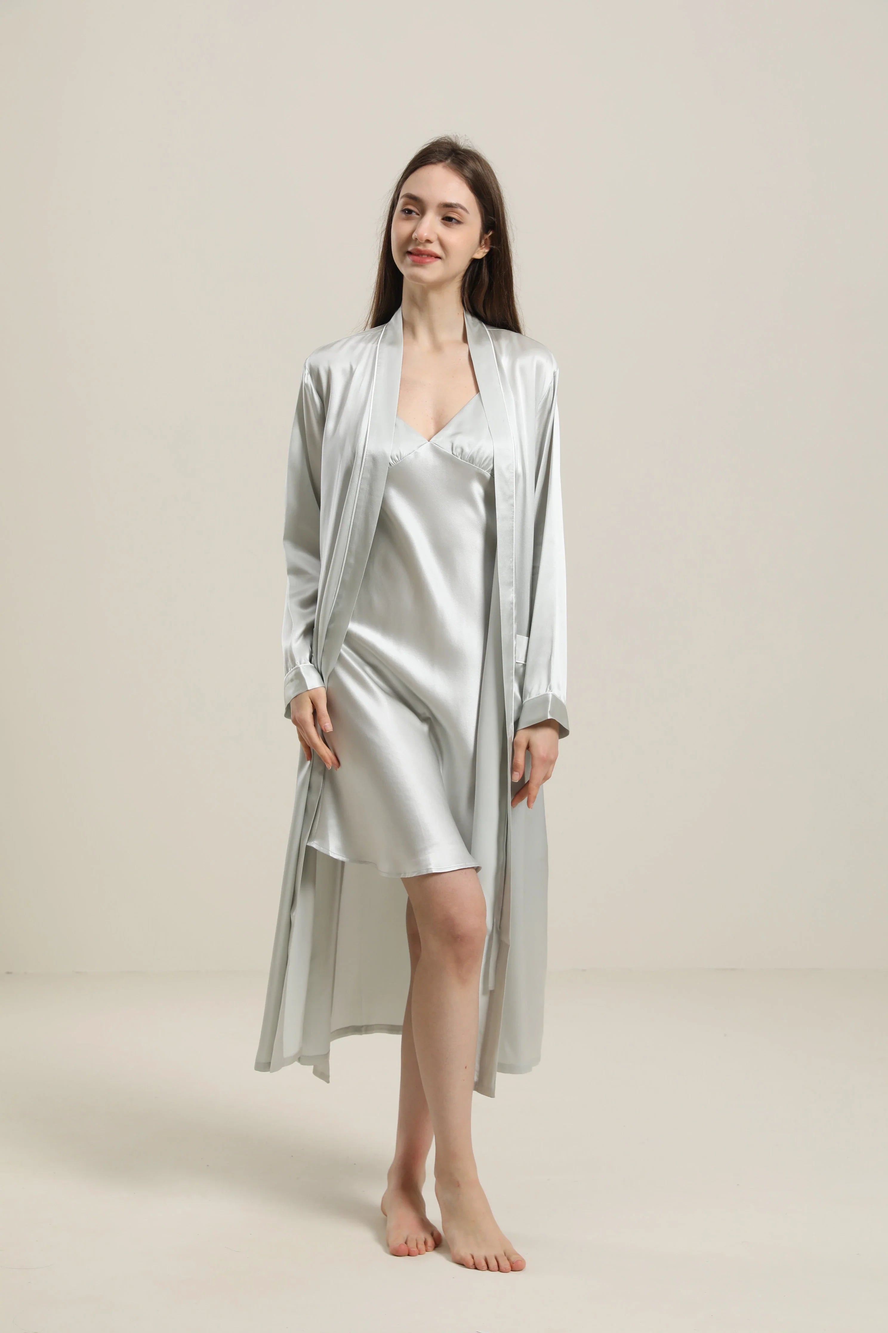 Pure Color Silk Robe For Women