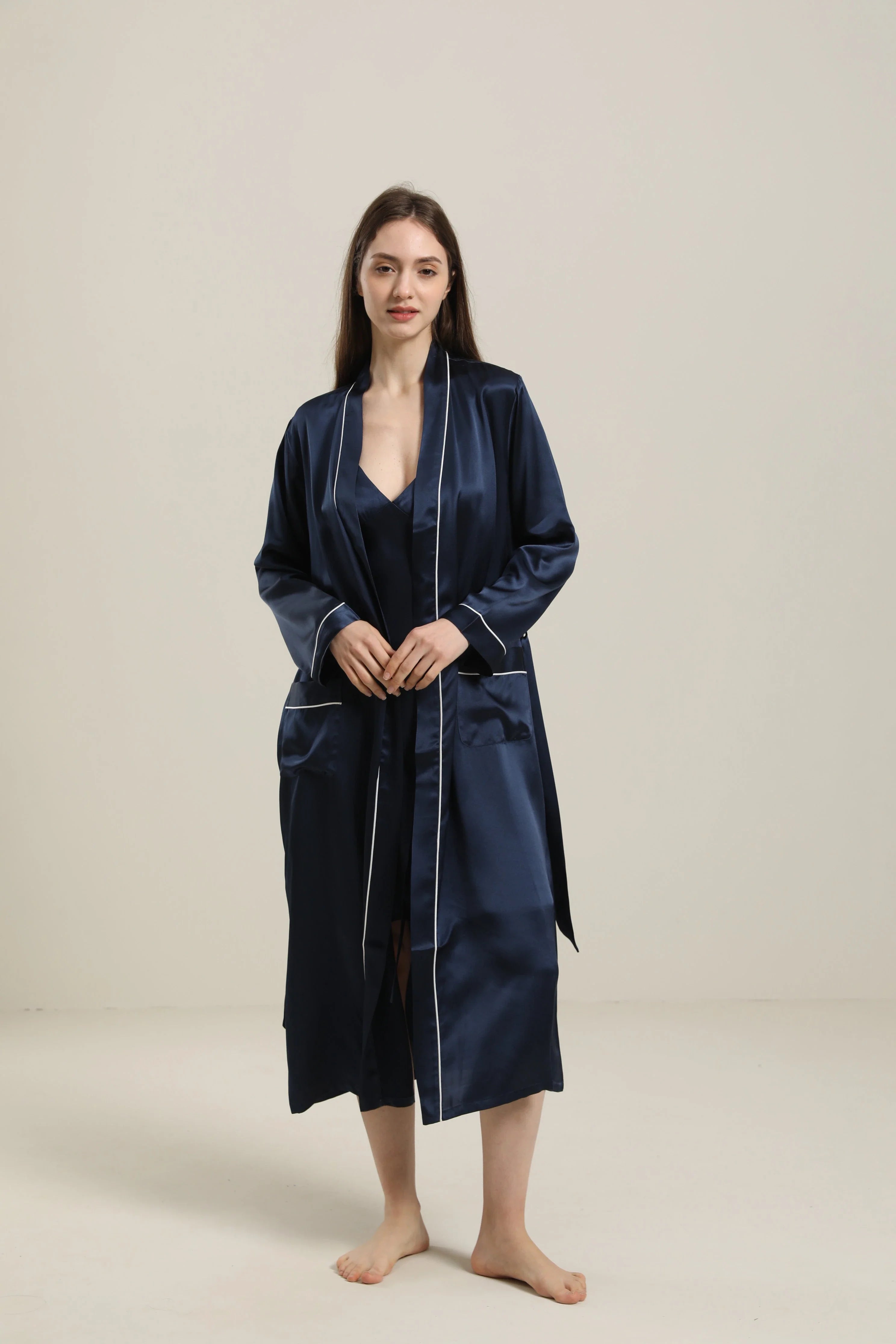 Pure Color Silk Robe For Women