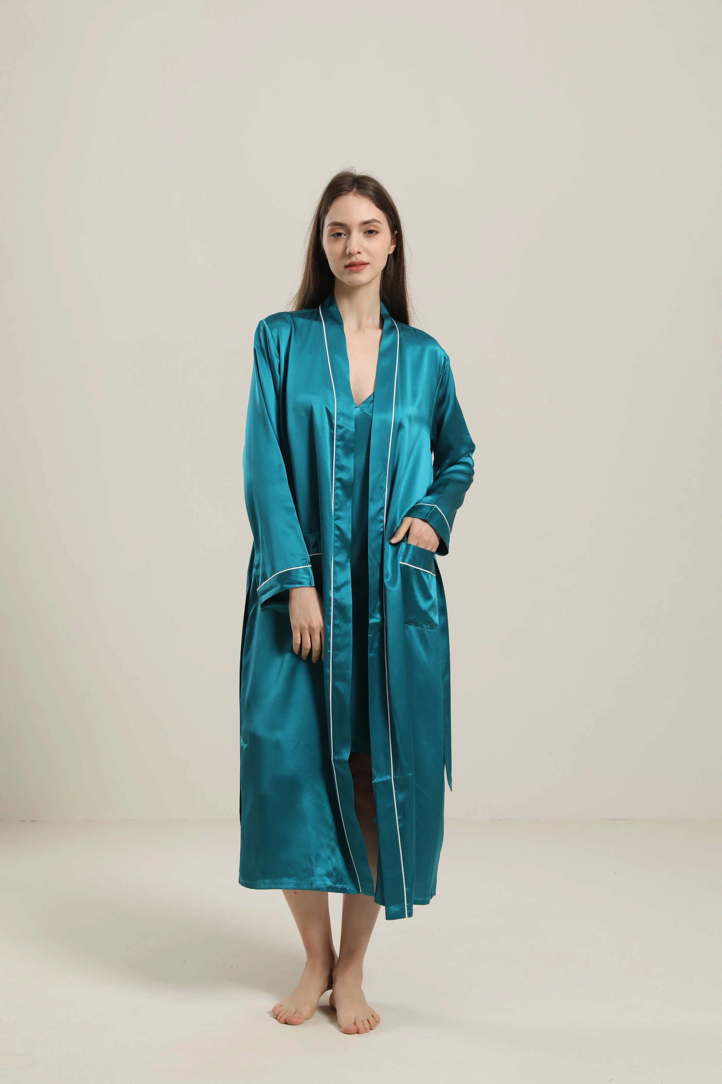 Pure Color Silk Robe For Women