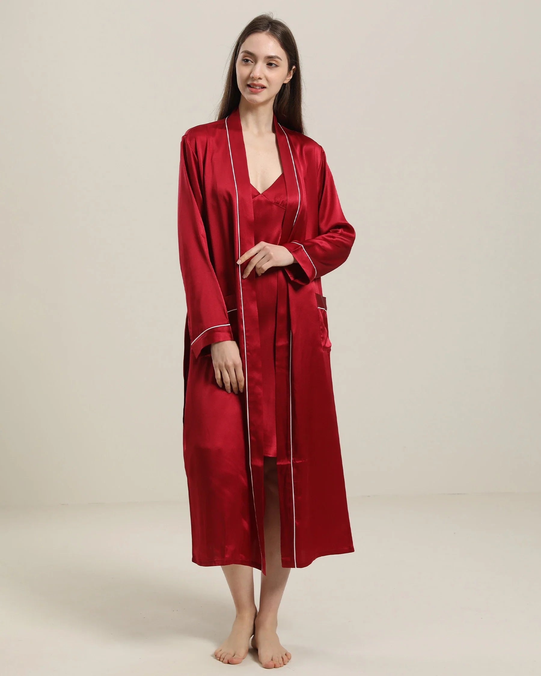 Pure Color Silk Robe For Women
