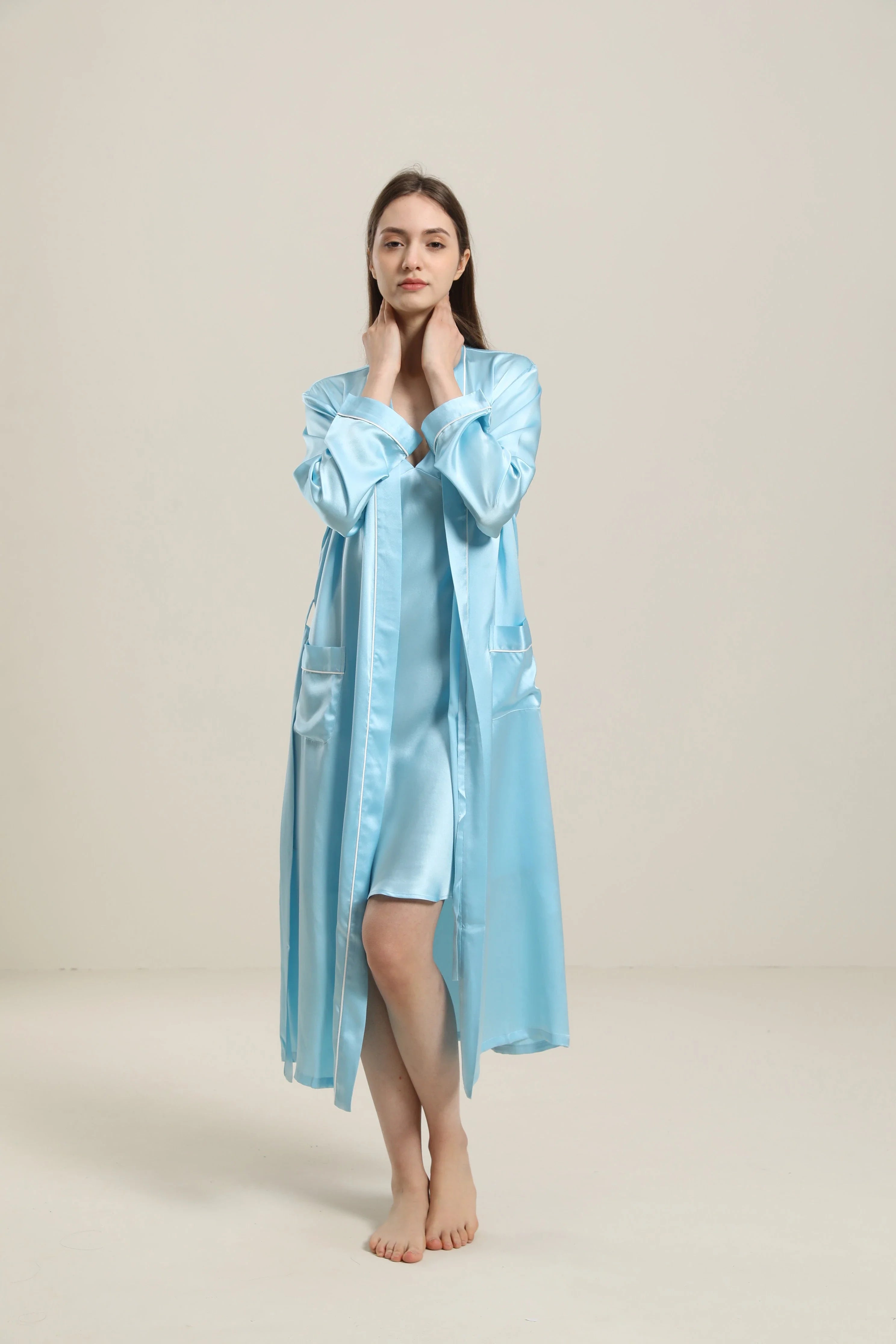 Pure Color Silk Robe For Women