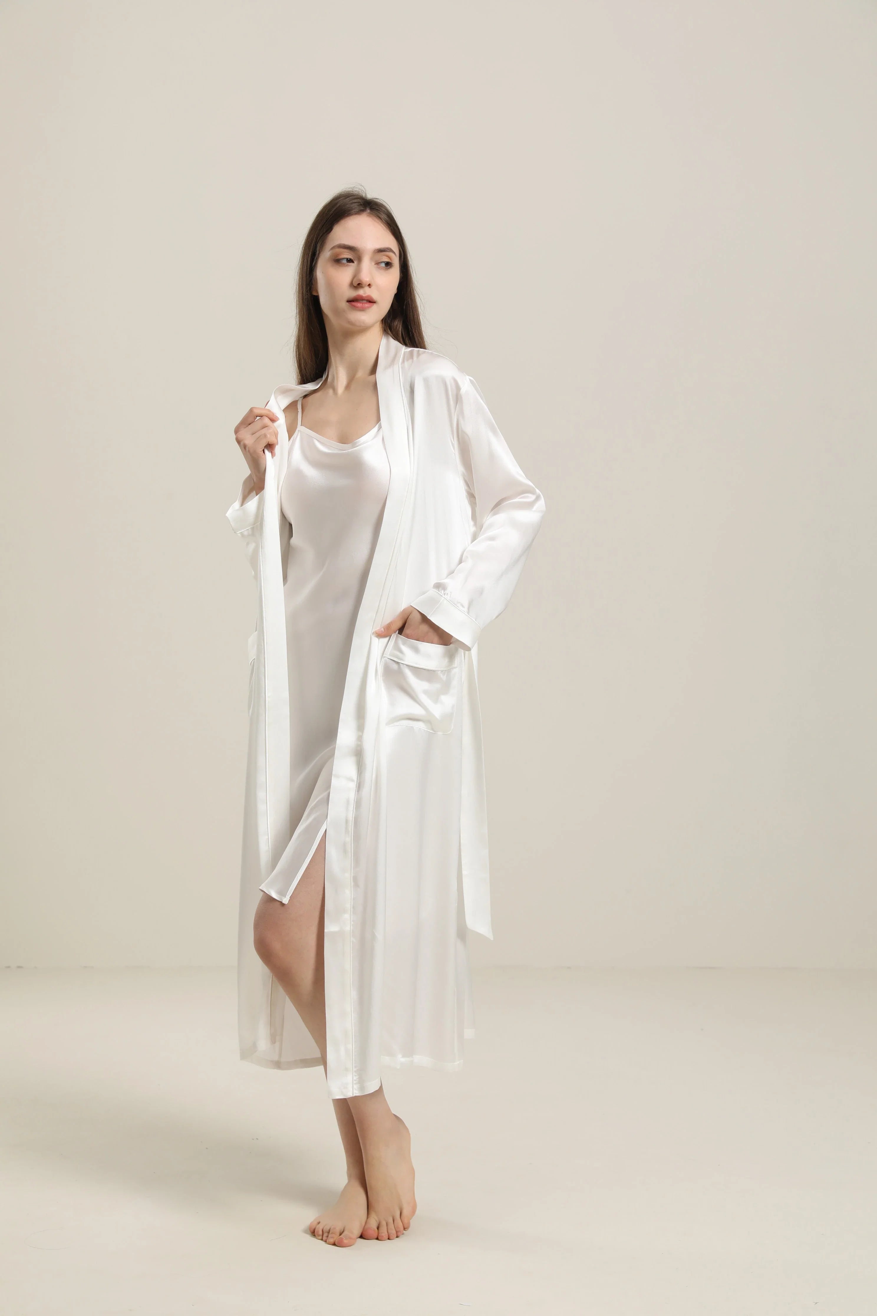 Pure Color Silk Robe For Women