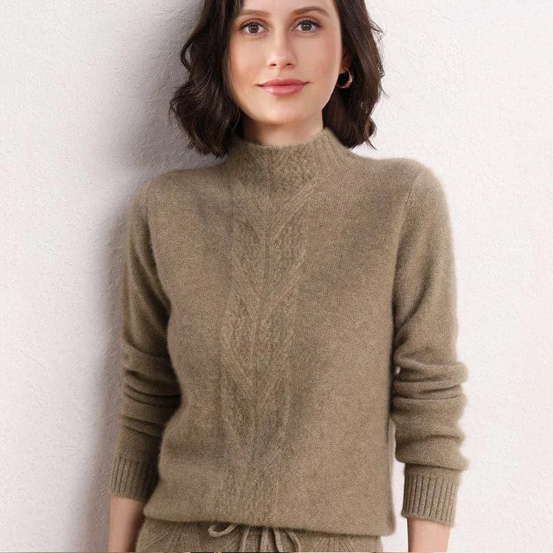 Mock Neck Knit Cashmere Sweater