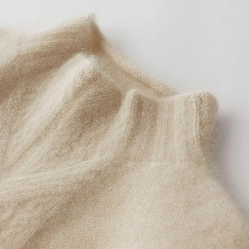 Mock Neck Knit Cashmere Sweater