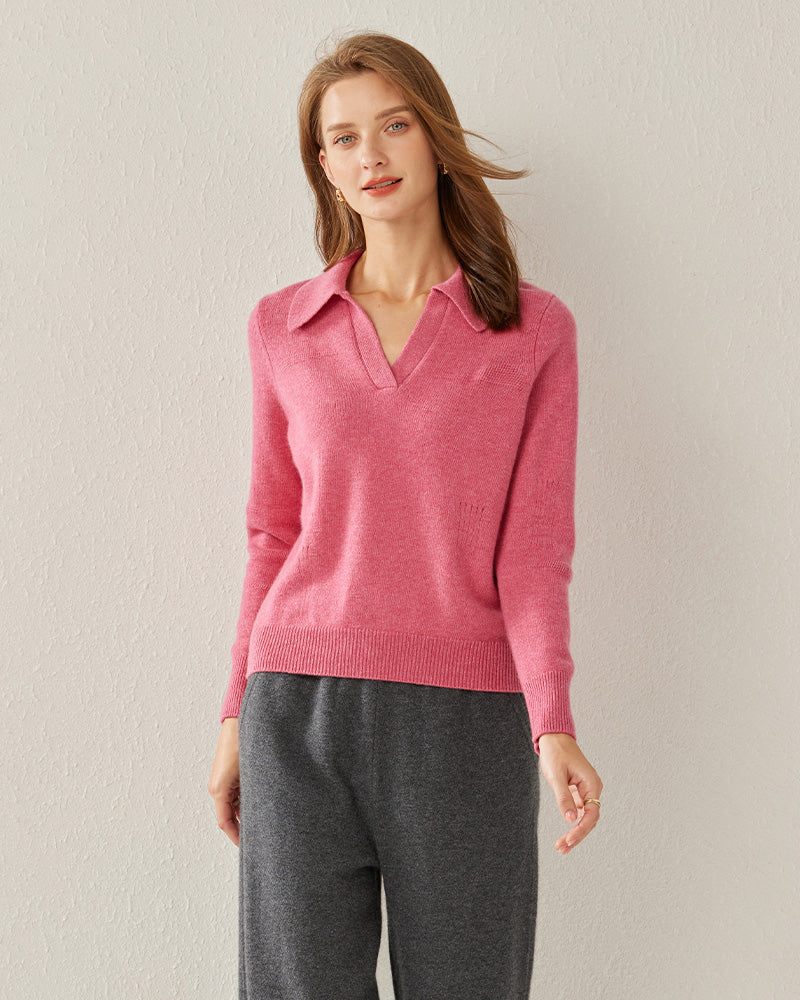 Women's Polo Collar Cashmere Sweater