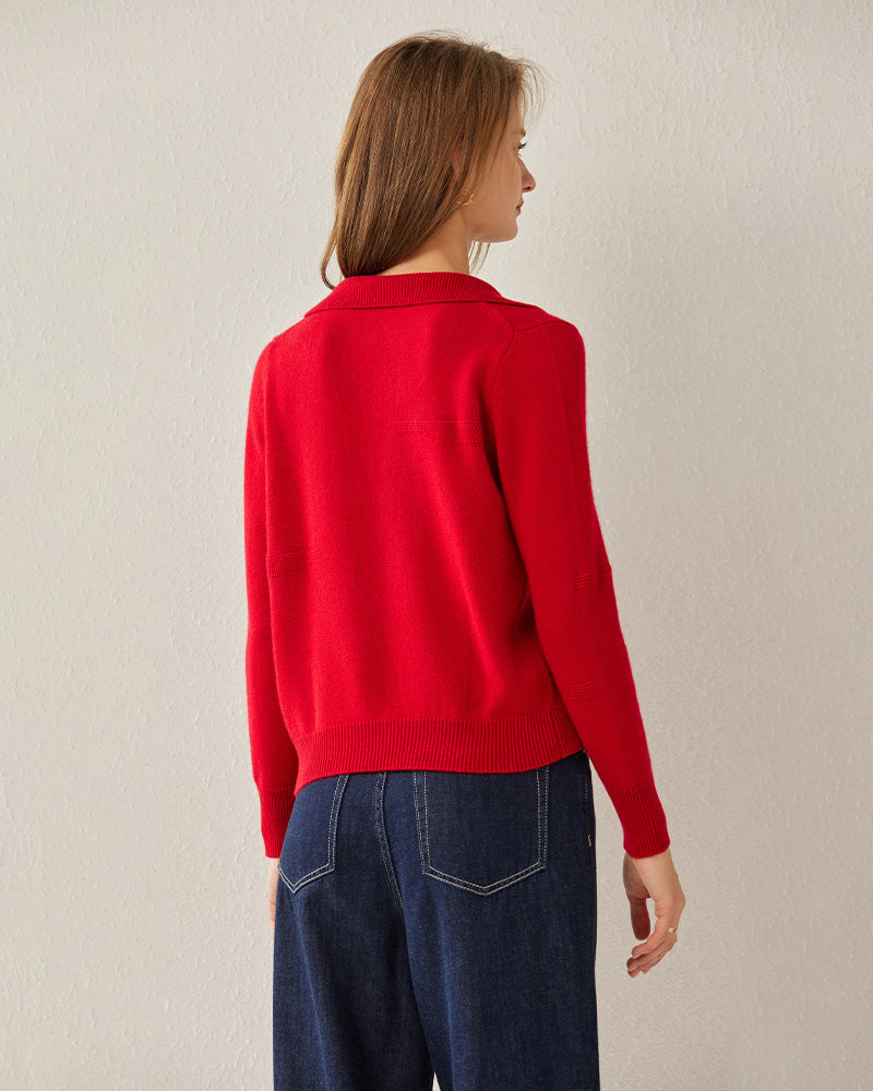 Women's Polo Collar Cashmere Sweater