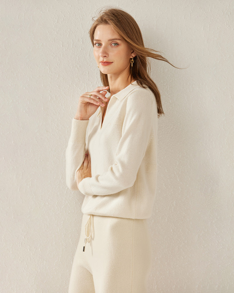 Women's Polo Collar Cashmere Sweater