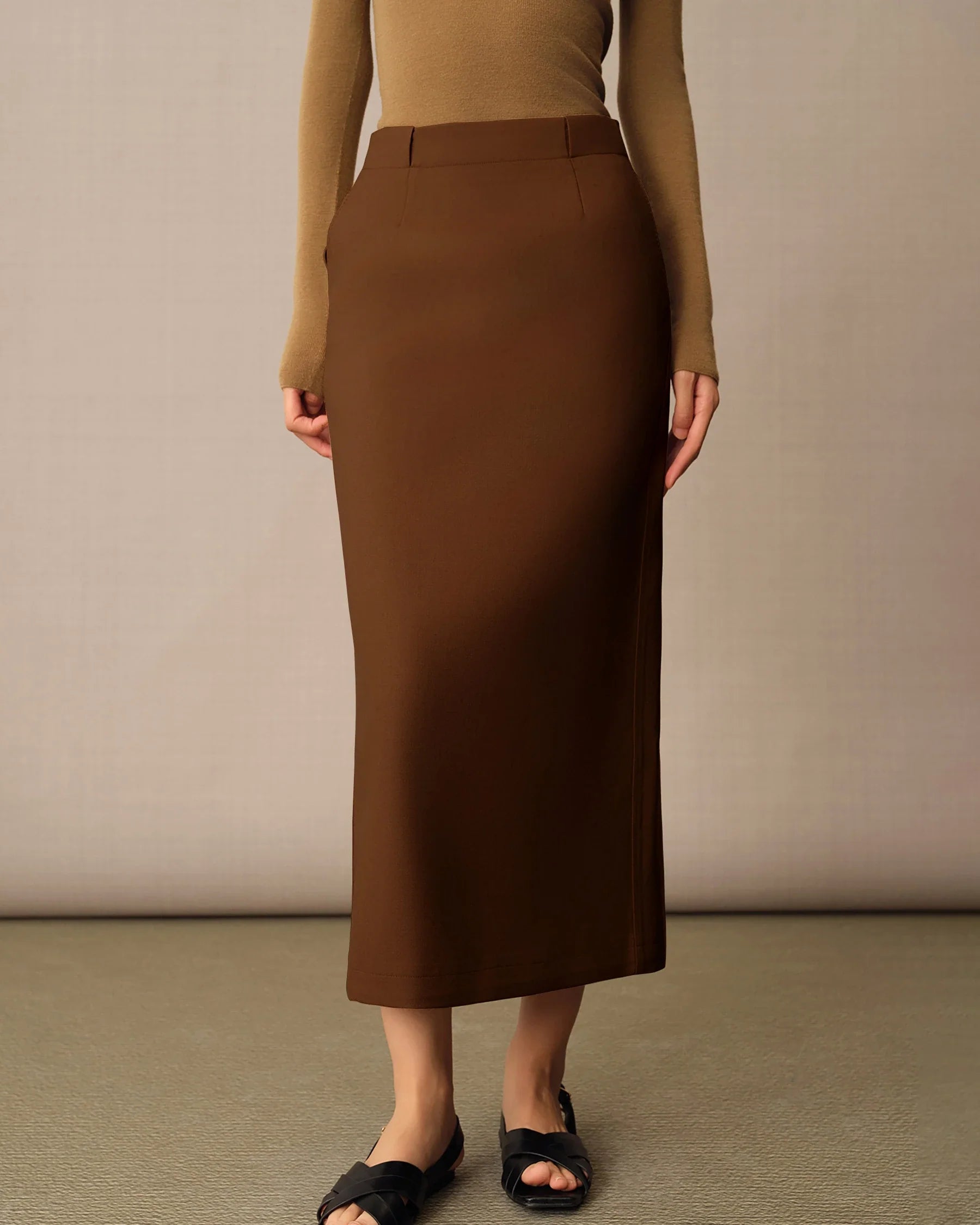 Women's Long Wool Pencil Skirt