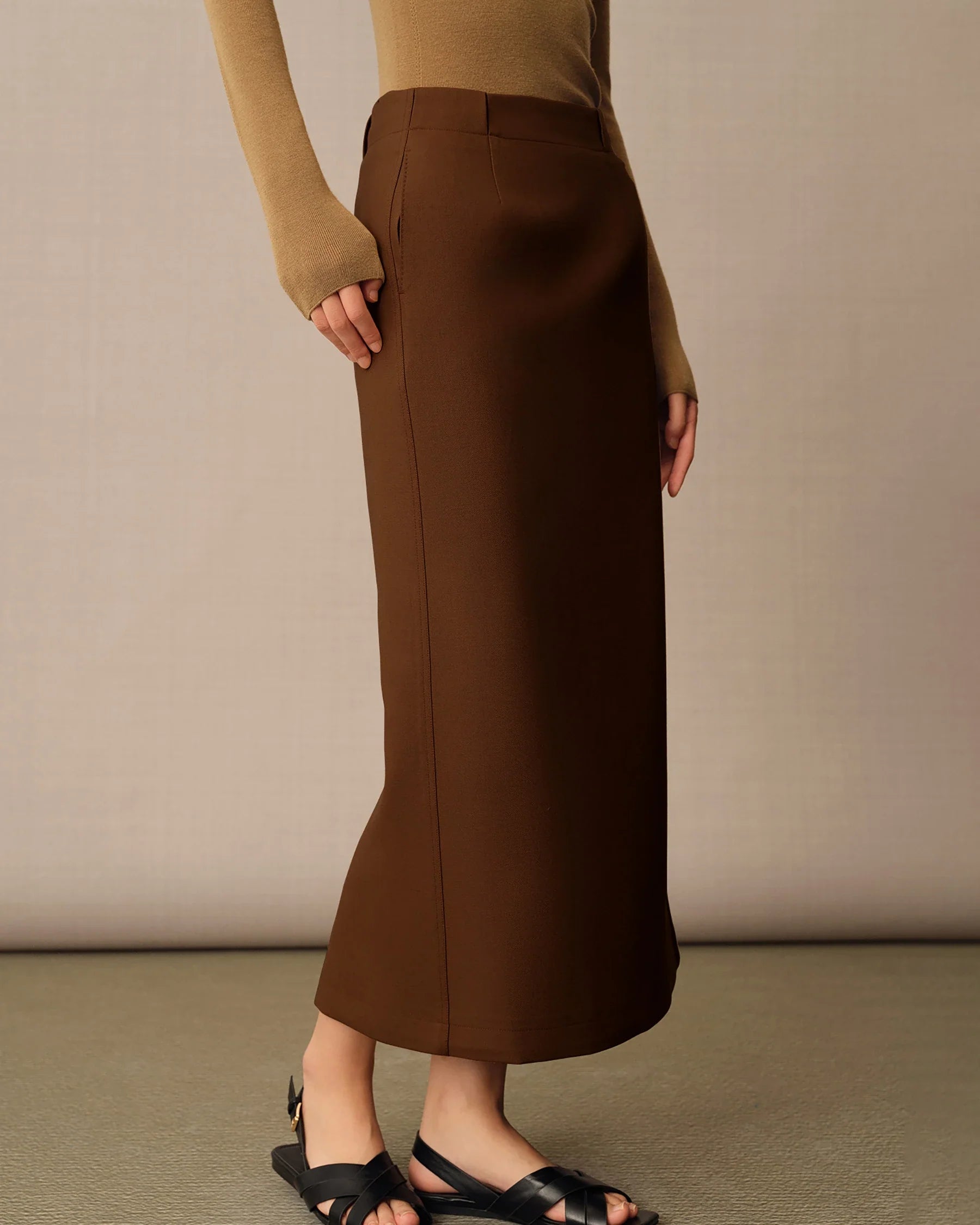 Women's Long Wool Pencil Skirt