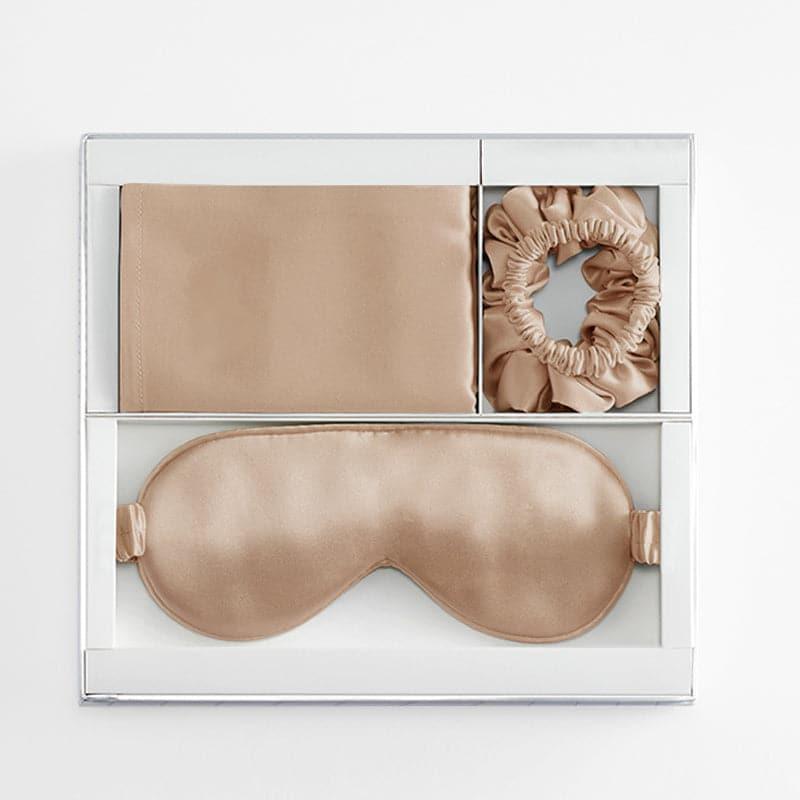 Silk Travel Suit 3 PCS Scrunchy Pillowcase And Eyemask