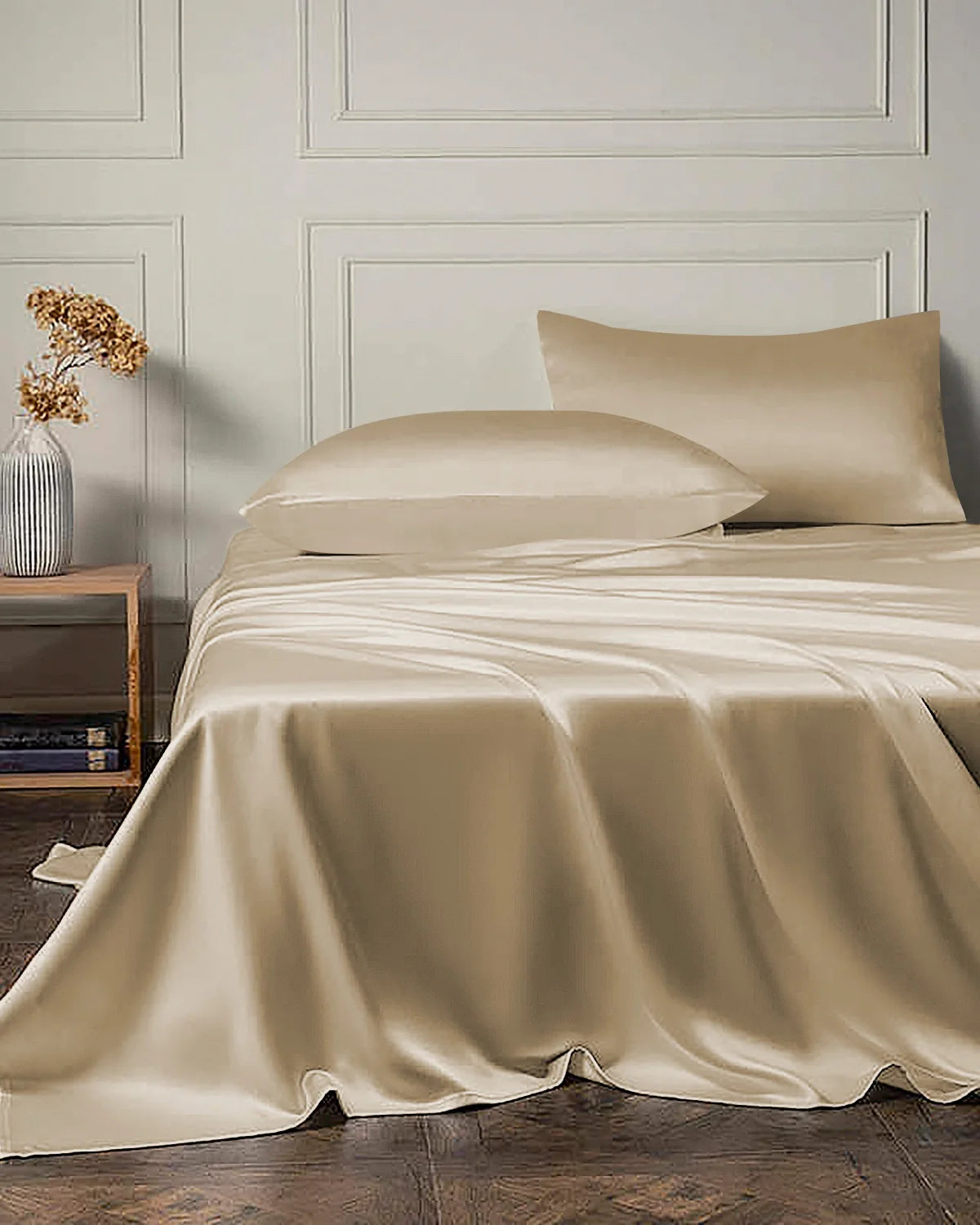 19 Momme 4PCS Silk Flat Sheet and Fitted Sheet Set
