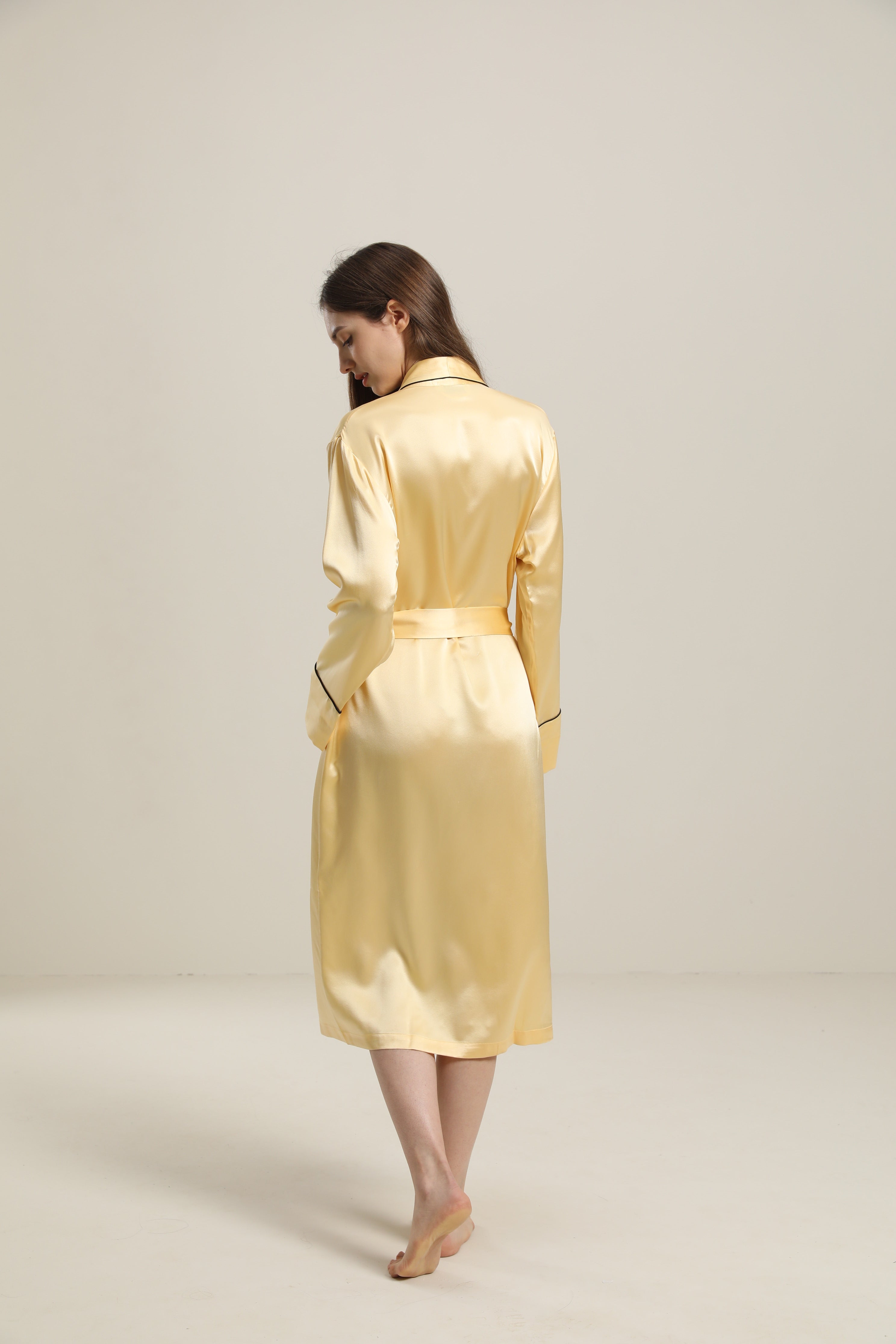 22 Momme Contra Trim And Full Length Silk Robe