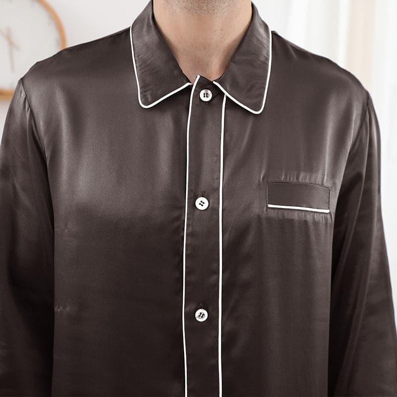 Double Piping Silk Pajamas Set For Men