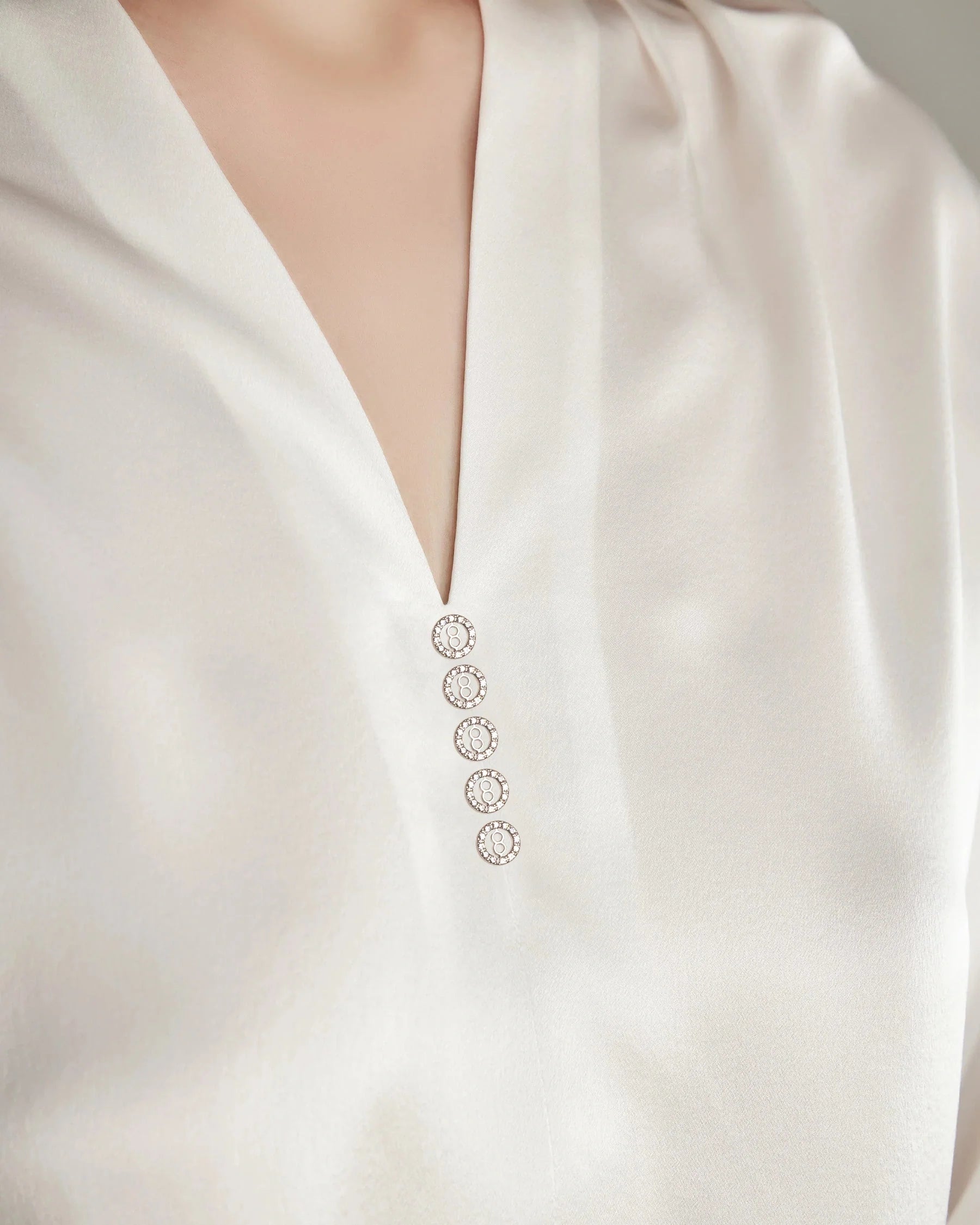 Women's Rhinestone Buttons Silk Blouse