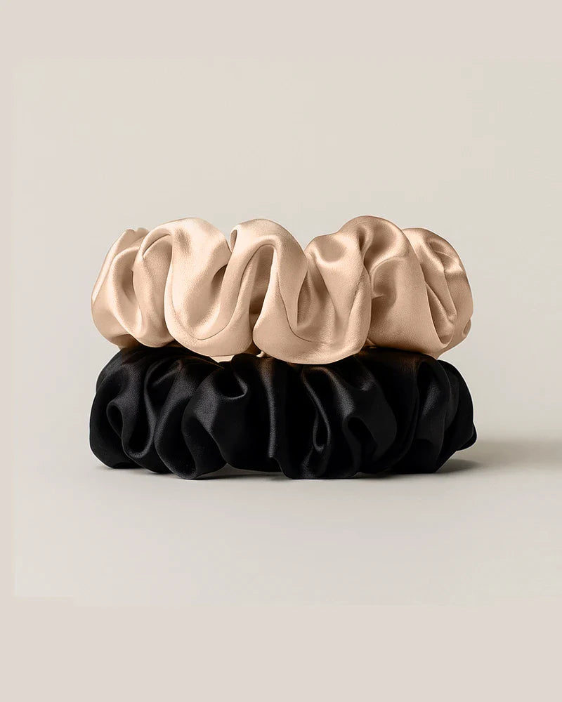 2PCS 3.5 CM Silk Hair Scrunchie Set