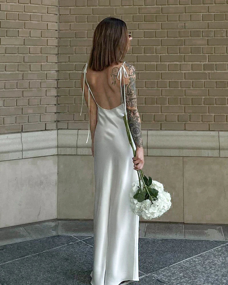Backless Cami Maxi Silk Dress