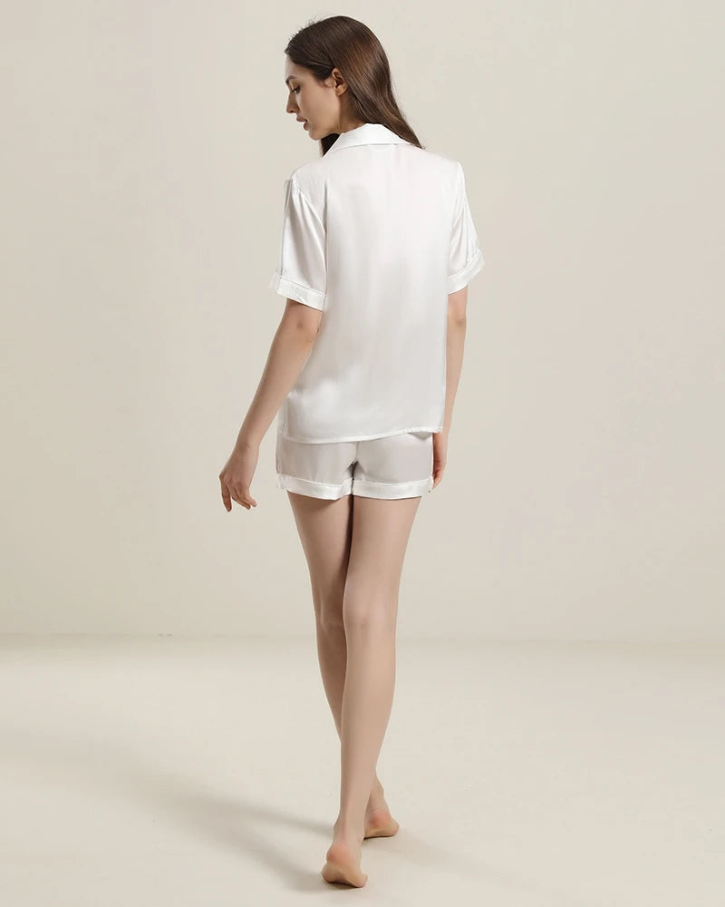 Button Up Silk Short Pajama Set