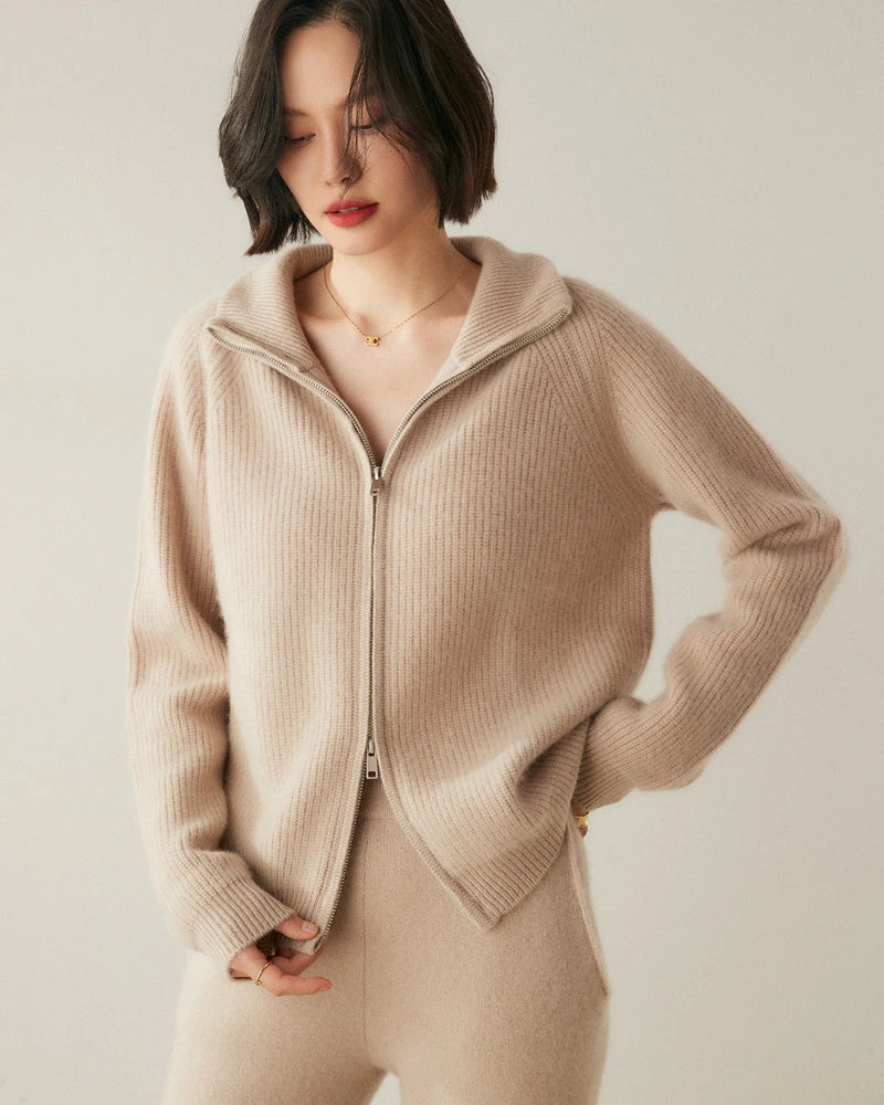Women’s Cashmere Wool Zip-Up Cardigan