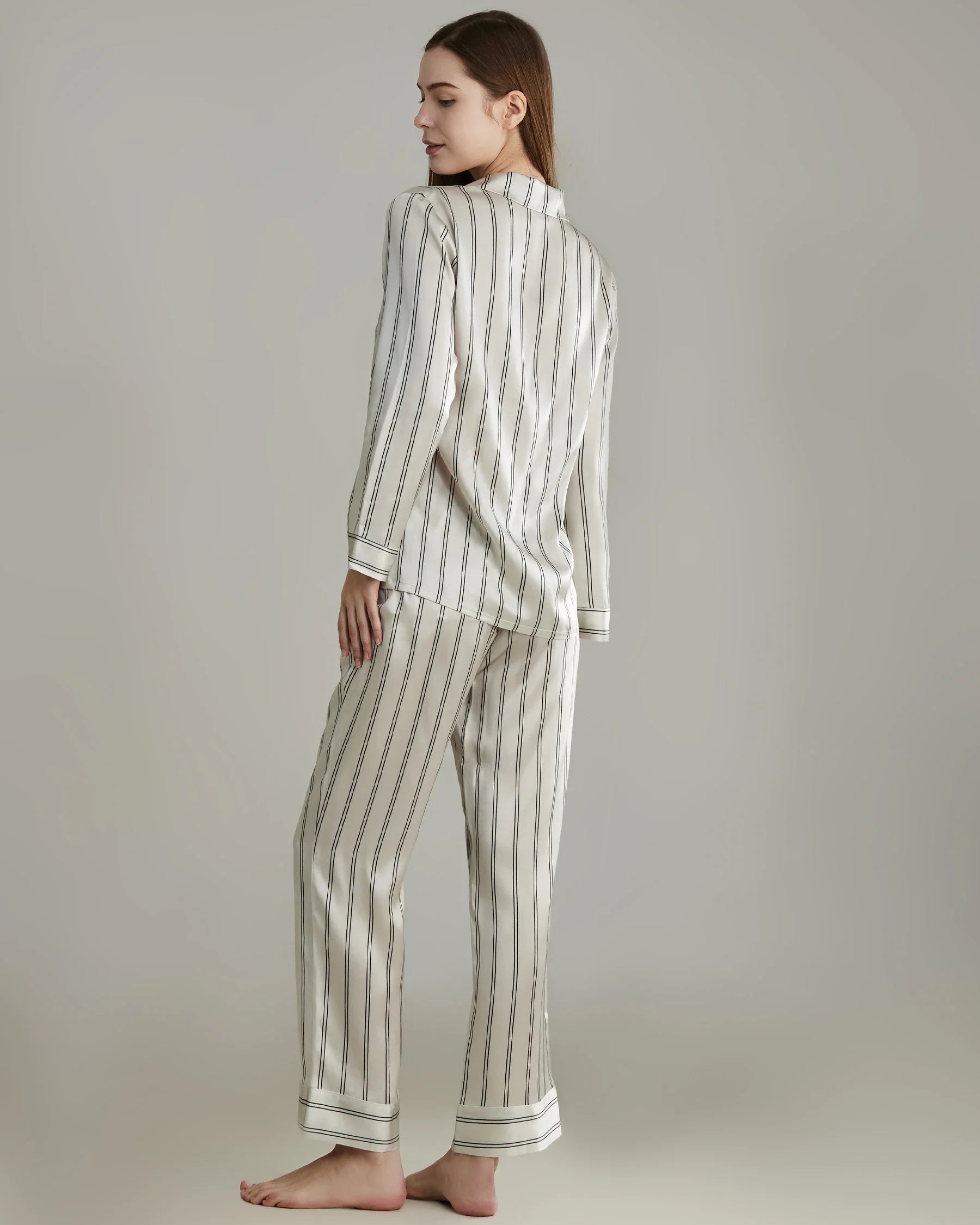 Classic Striped Silk Pajamas Set