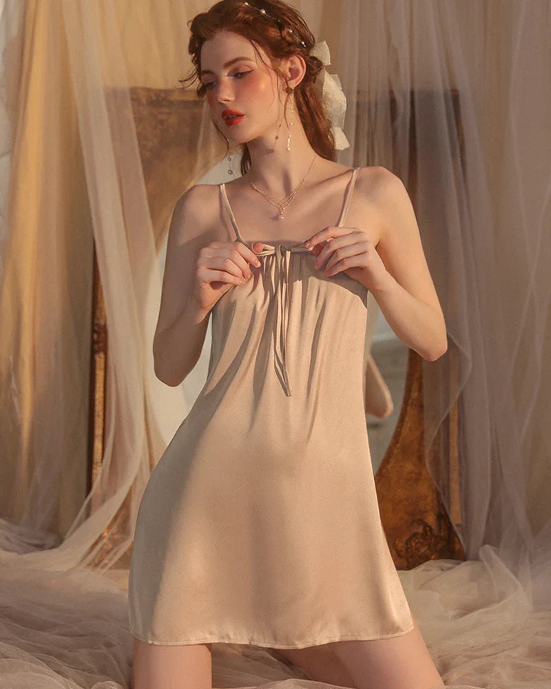 Cross Back Silk Slip Nightgown