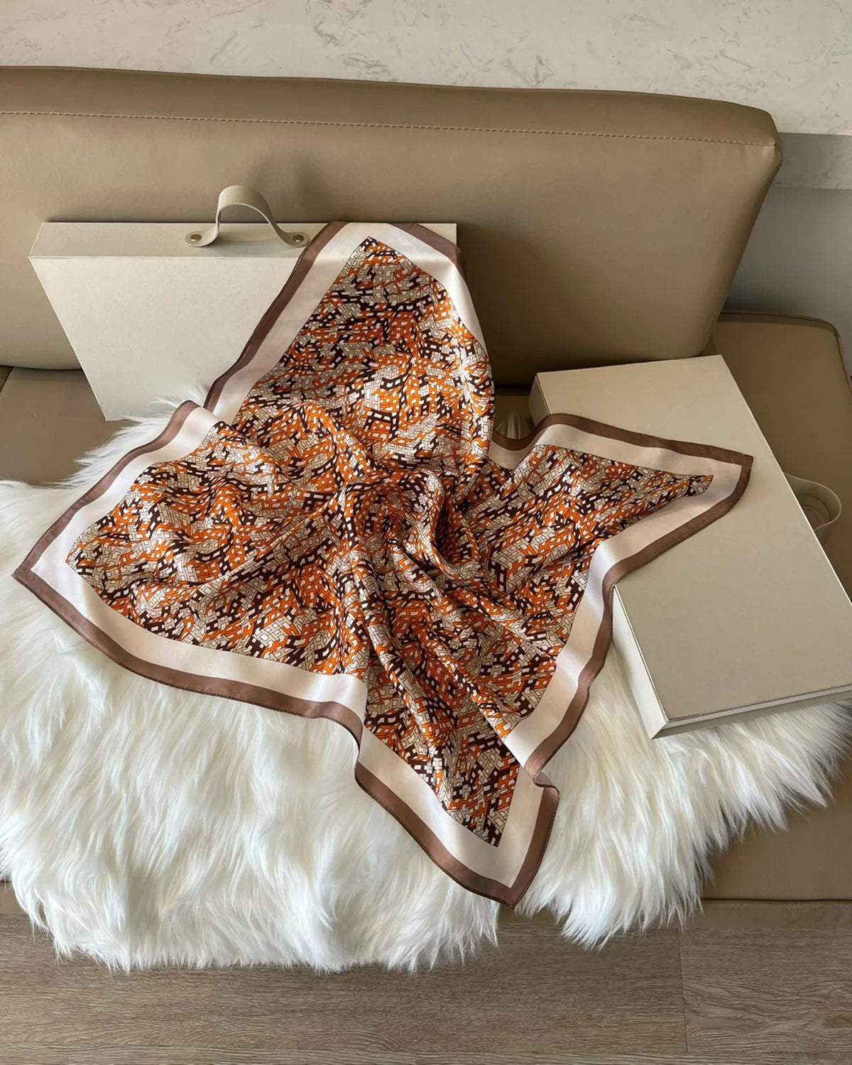 Letter H Patterned Silk Scarf