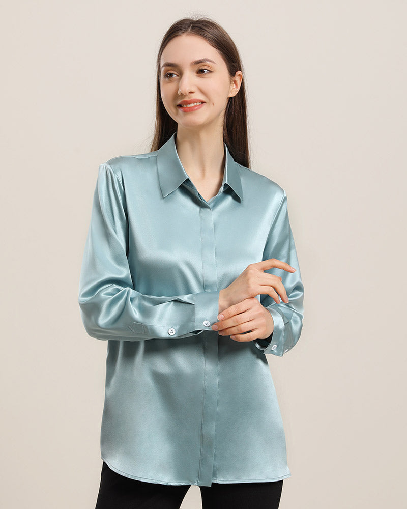 Women's Basic Concealed Silk Shirt