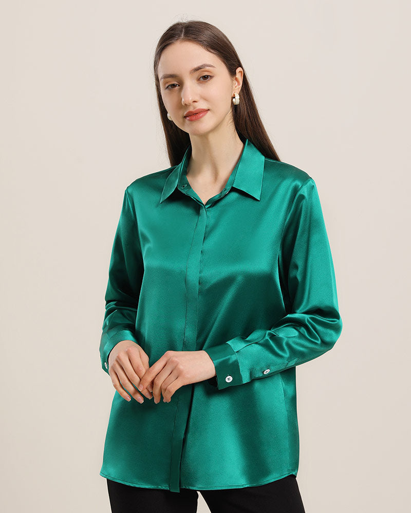 Women's Basic Concealed Silk Shirt