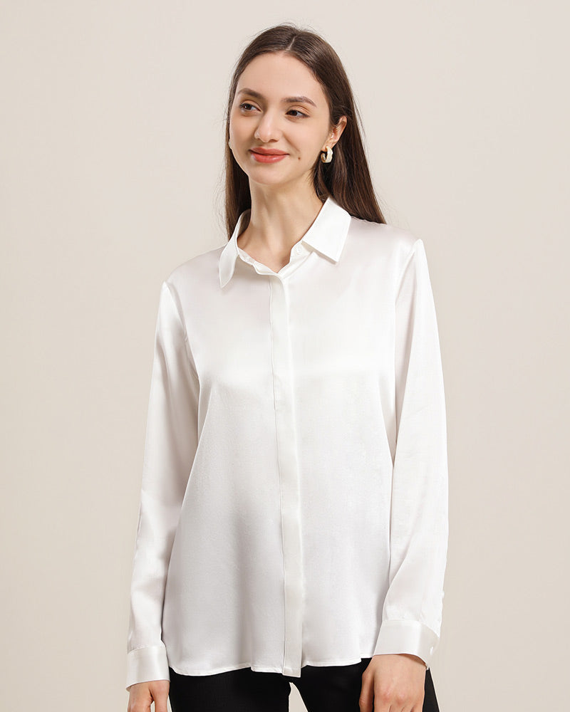 Women's Basic Concealed Silk Shirt