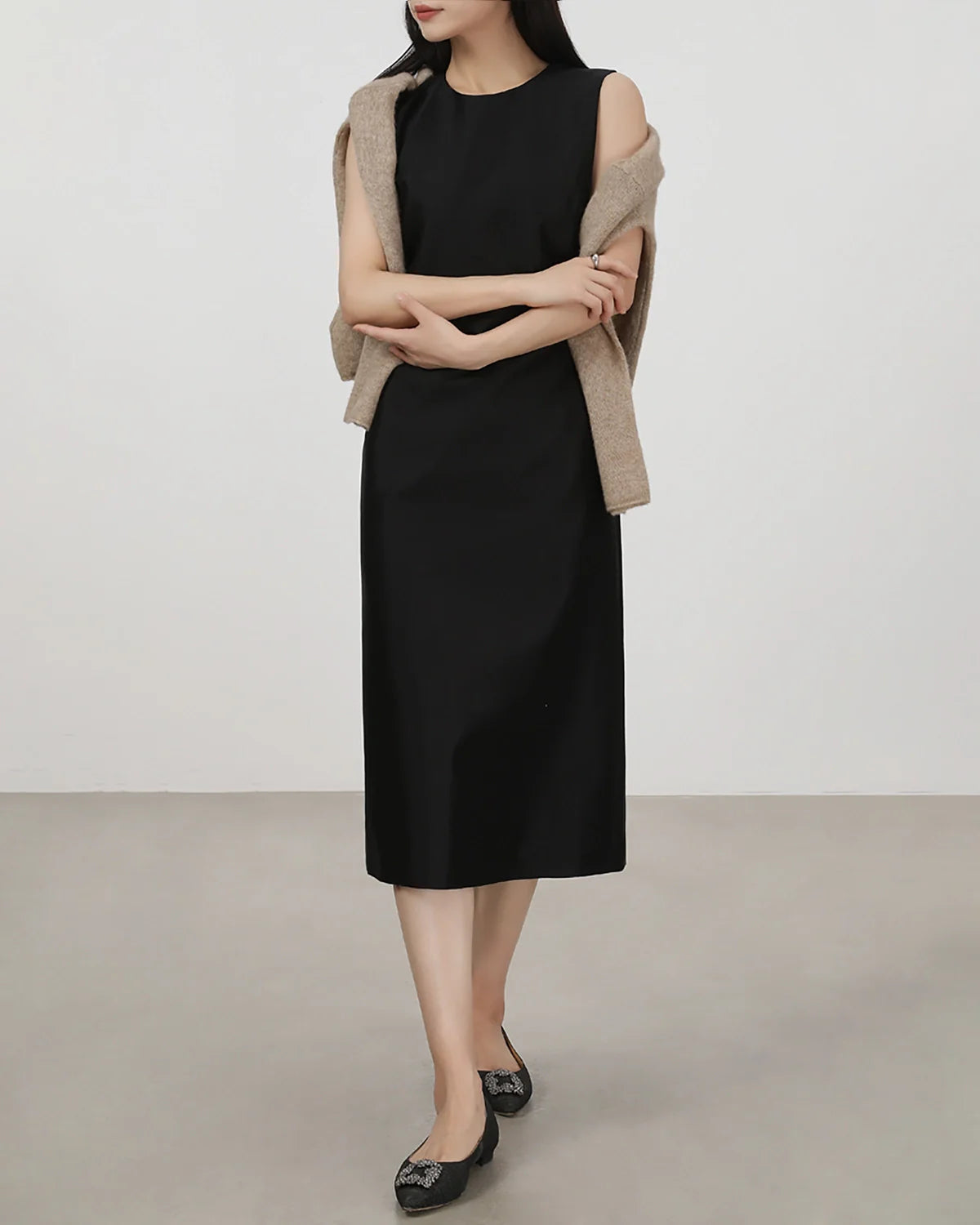 40 Momme Silk Sleeveless Midi Dress