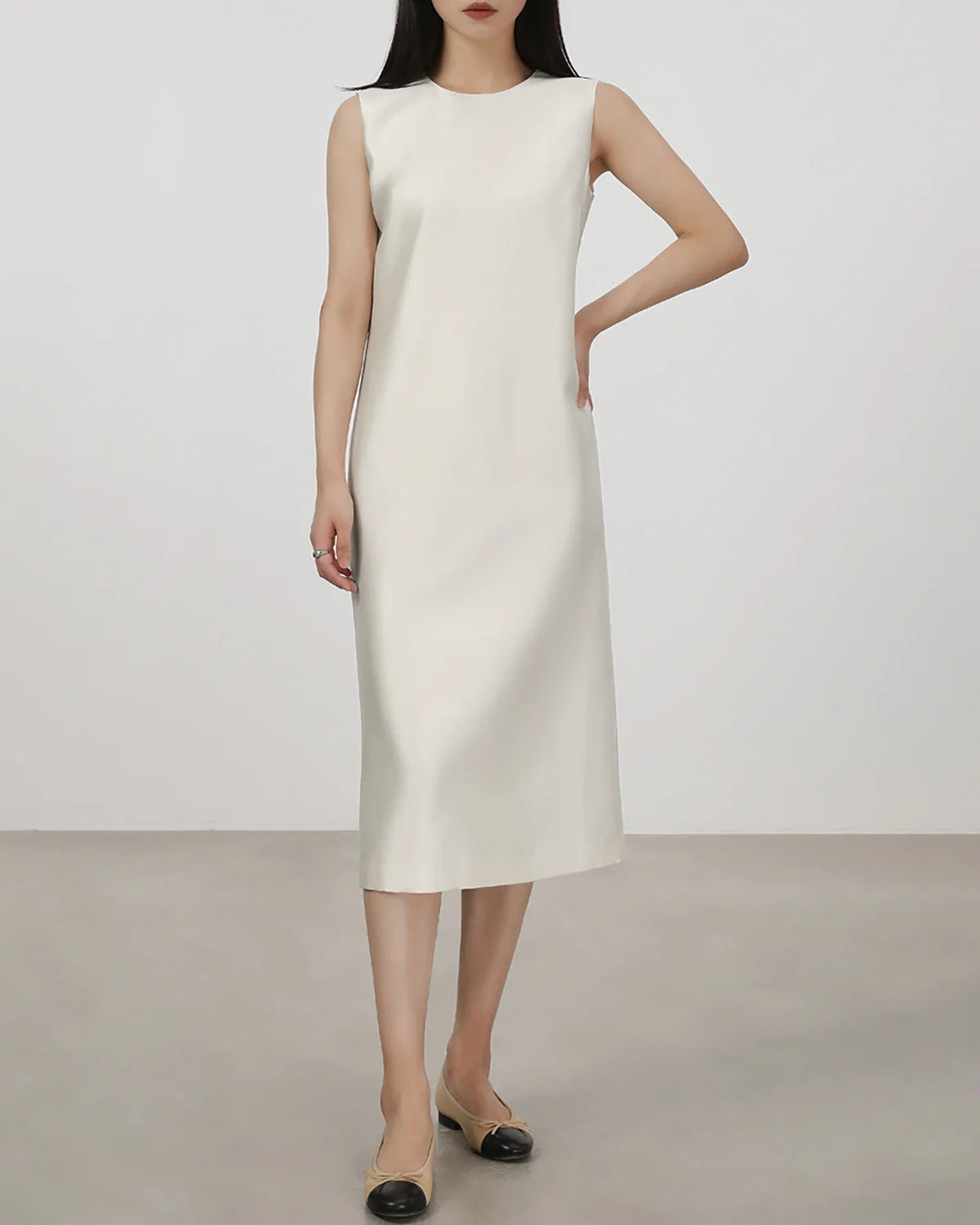 40 Momme Silk Sleeveless Midi Dress